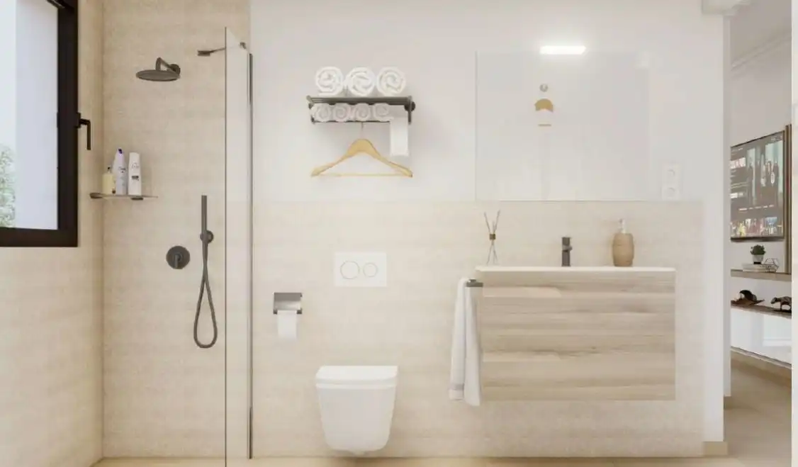 Bany de Casa o xalet en venda en Alicante / Alacant amb Aire condicionat, Jardí privat i Piscina