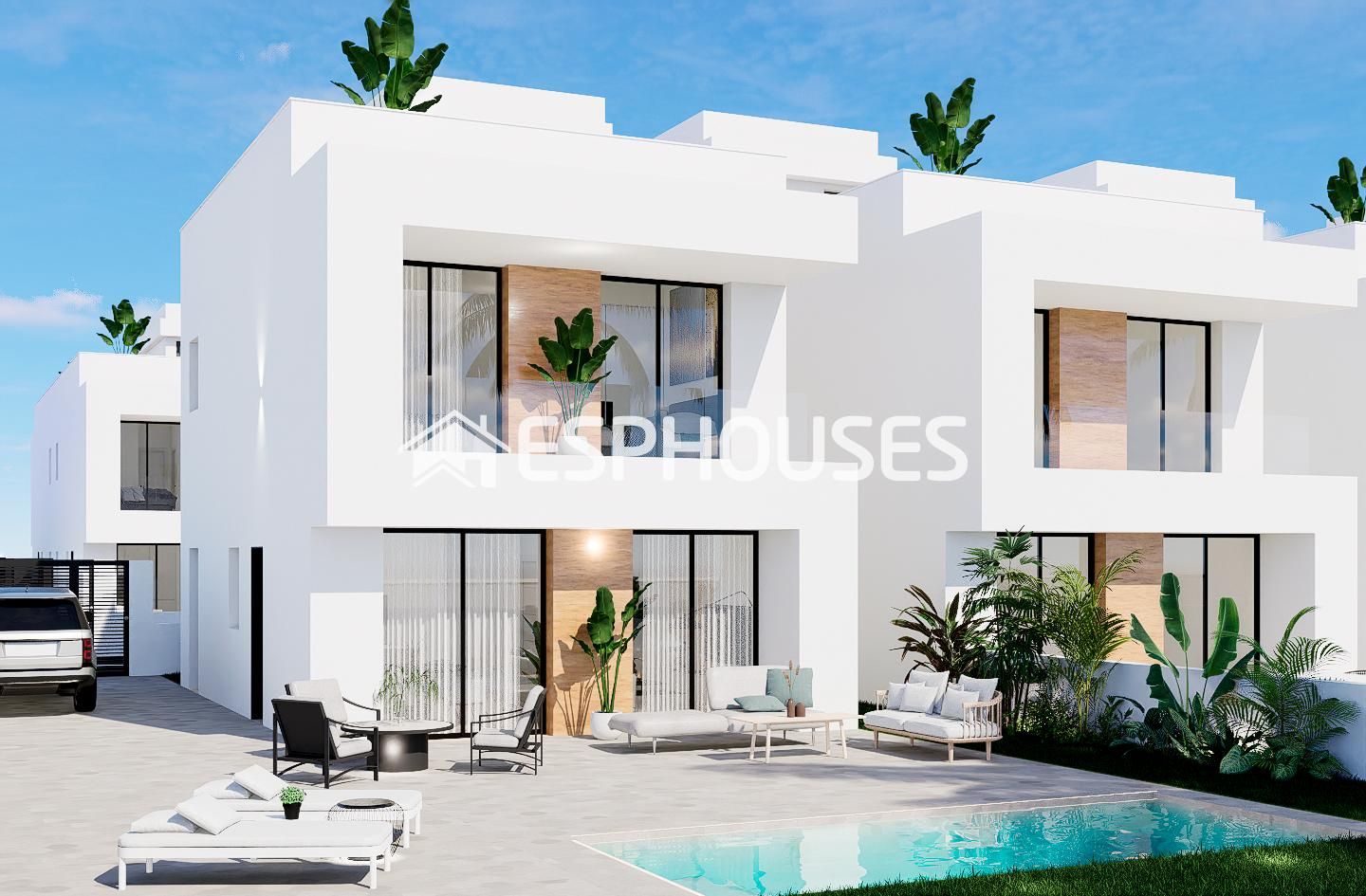 Exterior view of Single-family semi-detached for sale in Orihuela  with Air Conditioner, Swimming Pool and Balcony
