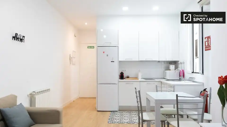 Cuina de Pis de lloguer en Madrid amb Aire condicionat, Calefacció i Moblat