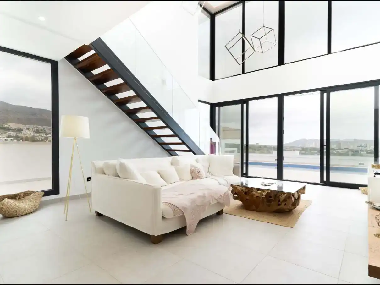 Wohnzimmer von Wohnungen zur Miete in Finestrat mit Klimaanlage, Schwimmbad und Balkon