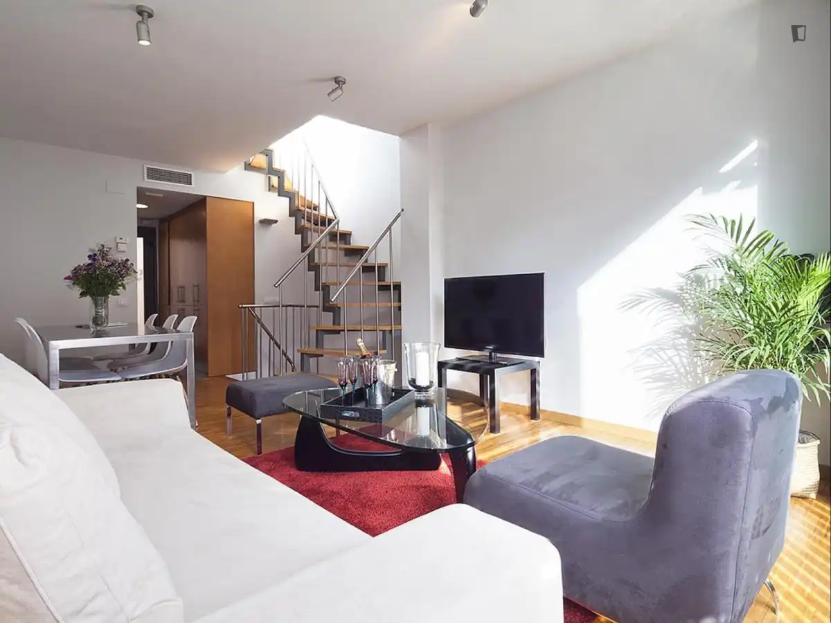 Sala de estar de Apartamento de alquiler en Barcelona con Aire acondicionado, Calefacción y Amueblado