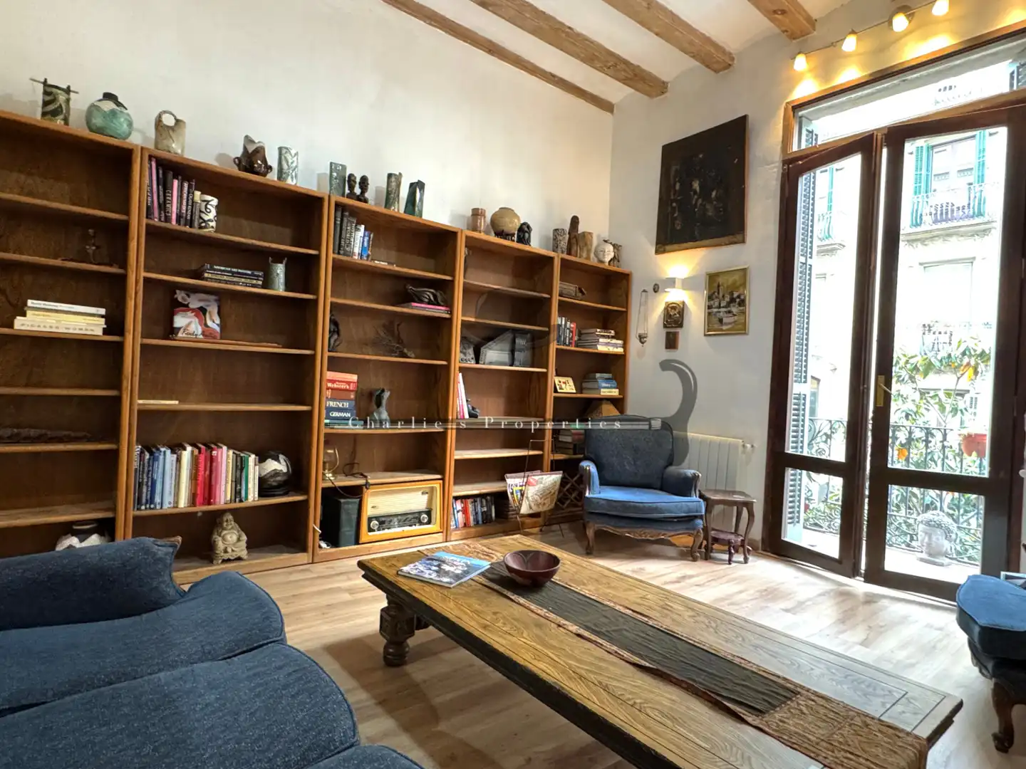 Sala de estar de Apartamento de alquiler en Barcelona con Aire acondicionado, Calefacción y Amueblado