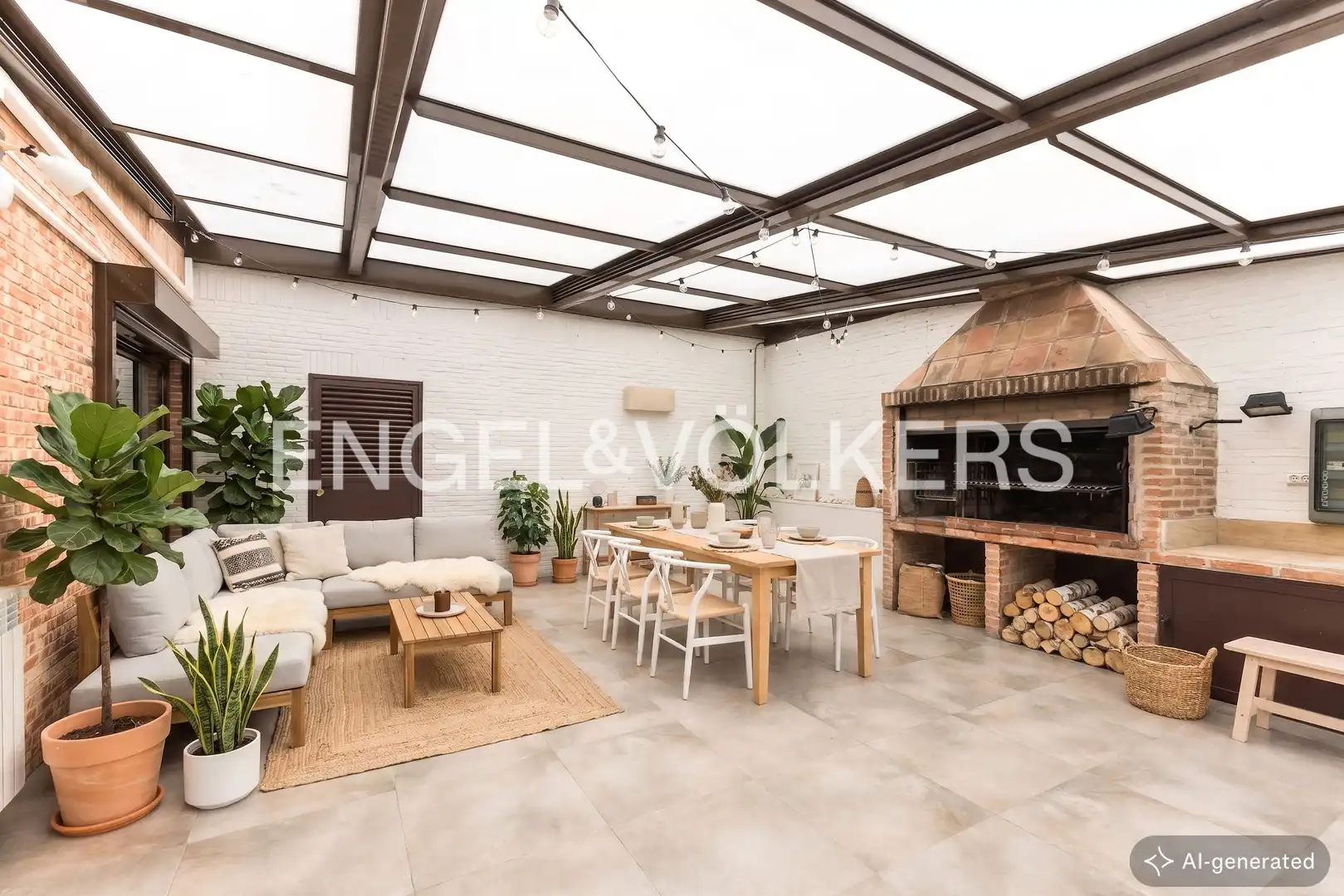 Terrasse von Einfamilien-Reihenhaus zum Verkauf in Villanueva del Pardillo mit Klimaanlage, Heizung und Privatgarten