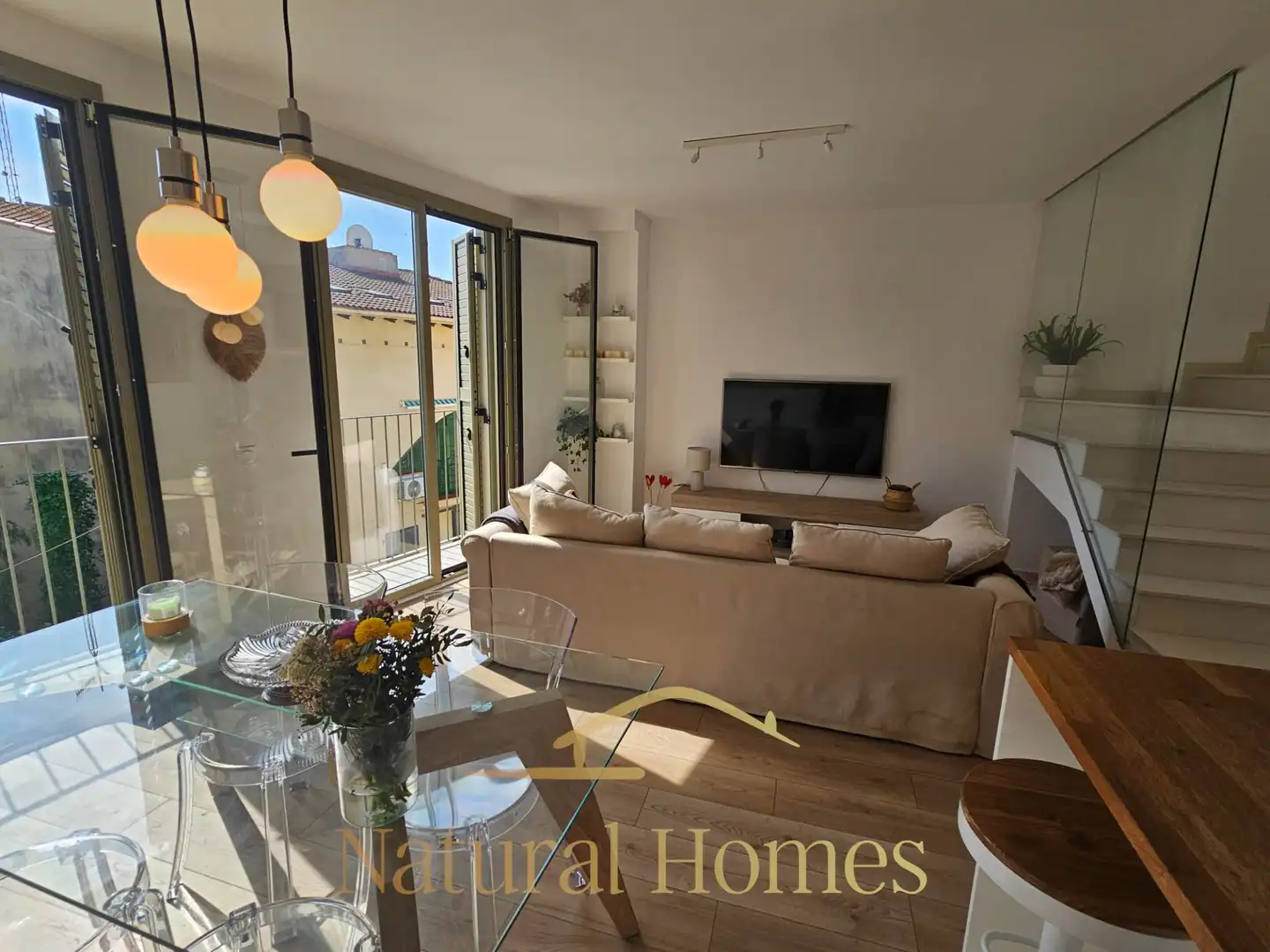 Living room of Duplexes for rent in Caldes d'Estrac  with Air Conditioner, Terrace and Furnished