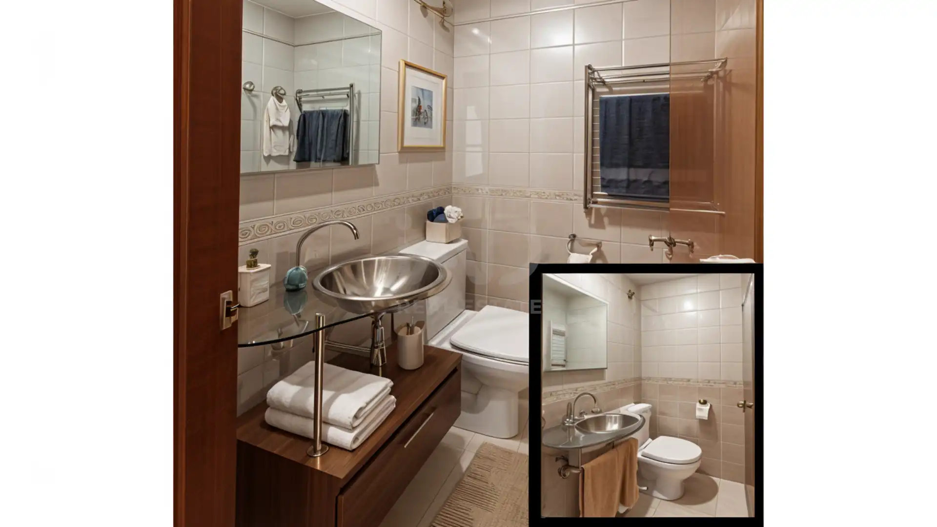 Badezimmer von Einfamilien-Reihenhaus zum Verkauf in Barcelona mit Klimaanlage, Heizung und Terrasse