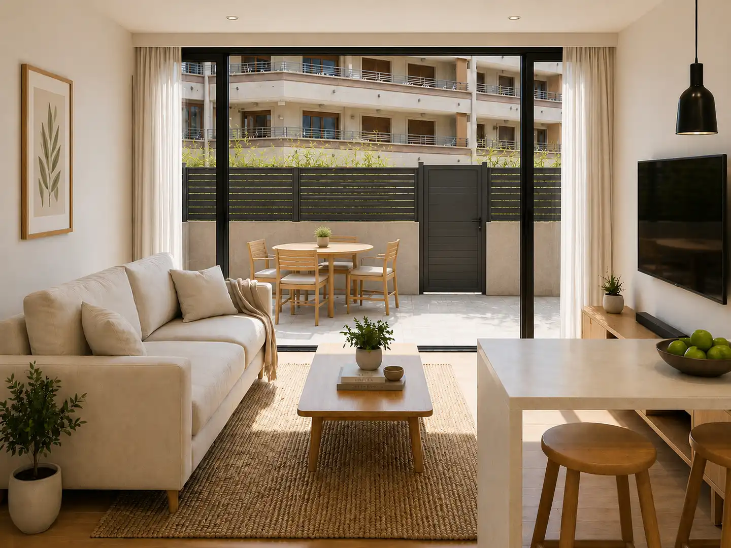 Terrasse von Wohnungen zum Verkauf in Sanxenxo mit Klimaanlage, Heizung und Parkett