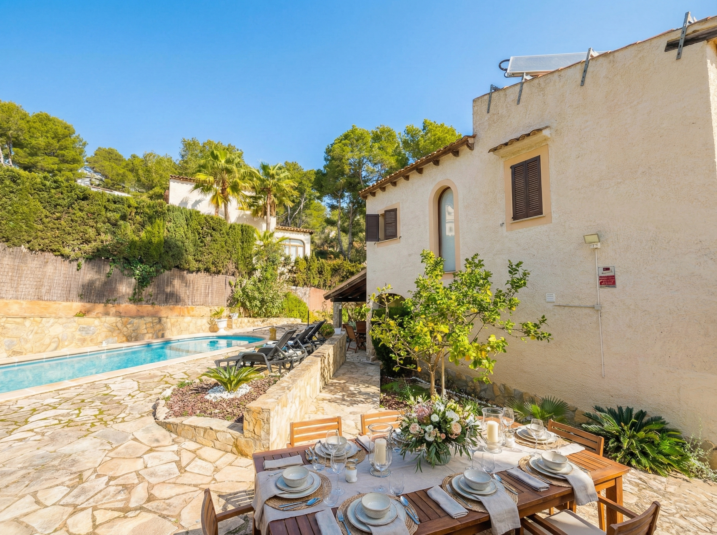 Terrassa de Casa adosada de lloguer en Calvià amb Aire condicionat, Piscina i Moblat