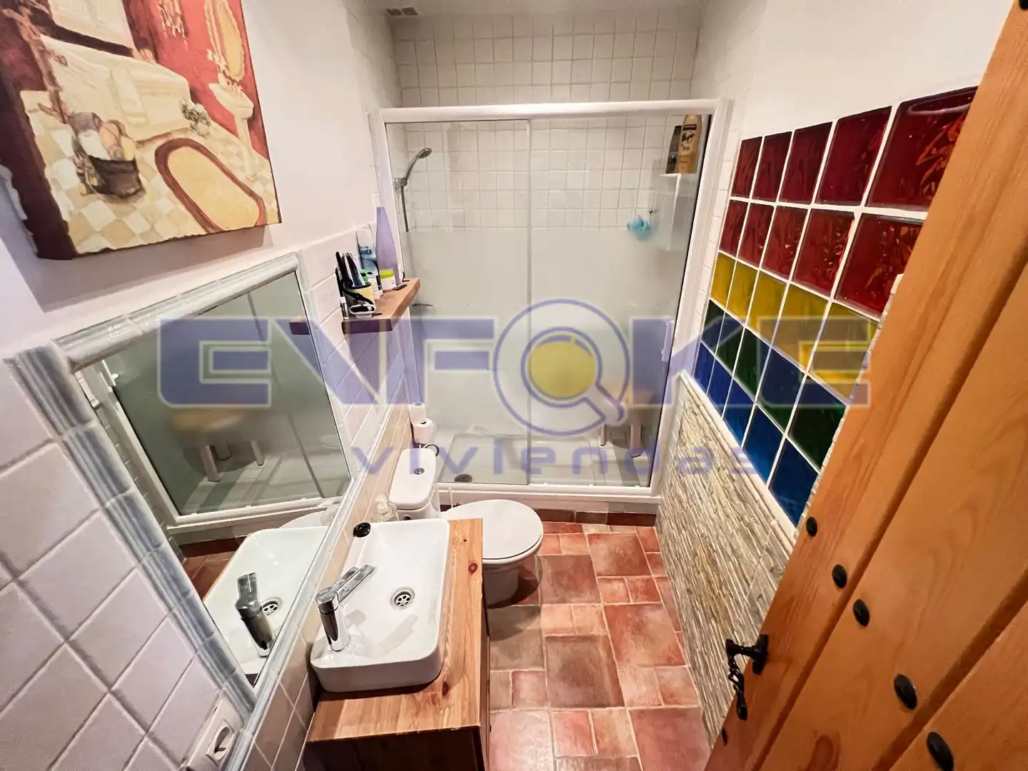Badezimmer von Einfamilien-Reihenhaus zum Verkauf in Moratilla de los Meleros mit Heizung, Parkett und Möbliert