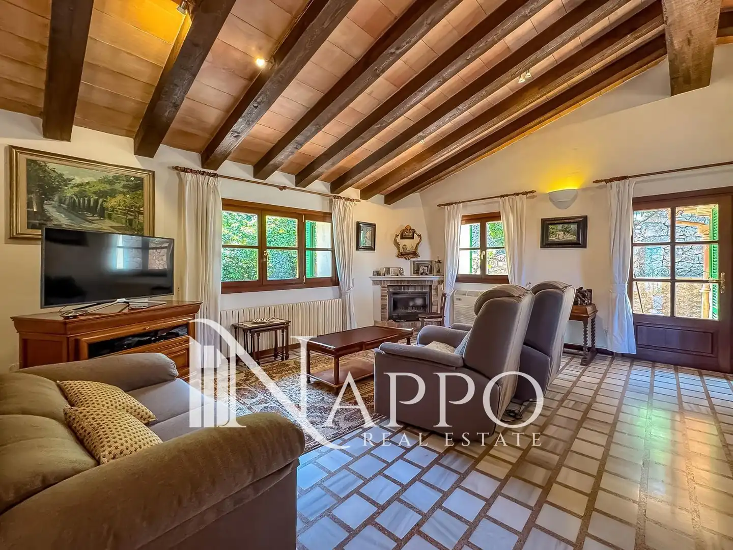 Living room of Houses for sale in Sóller  with Air Conditioner, Storage room and Swimming Pool