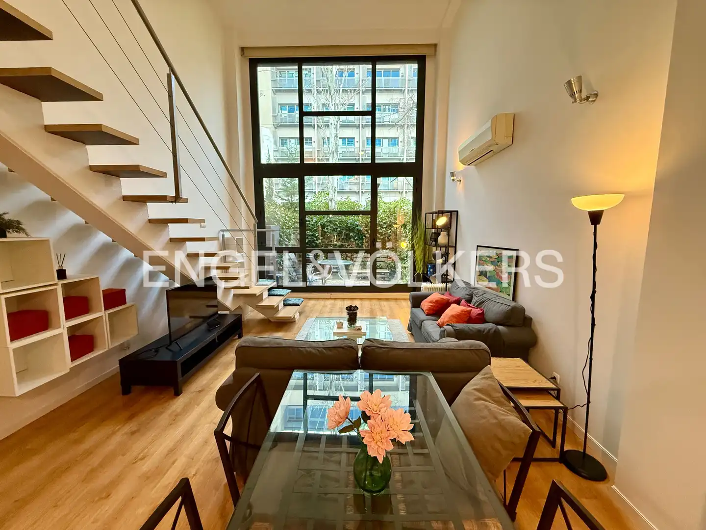 Wohnzimmer von Maisonette zur Miete in Madrid mit Klimaanlage, Heizung und Privatgarten