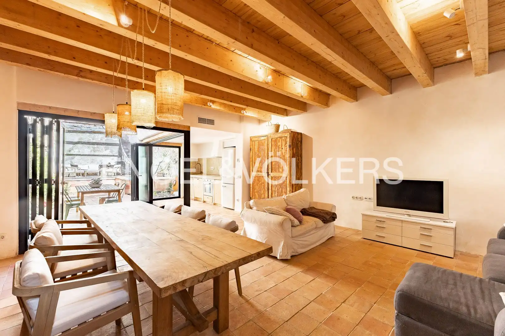Living room of Houses for rent in Sant Pol de Mar  with Air Conditioner, Heating and Parquet flooring