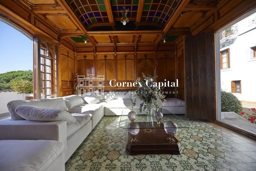 Wohnzimmer von Country house zum Verkauf in Sant Andreu de Llavaneres mit Privatgarten, Terrasse und Schwimmbad