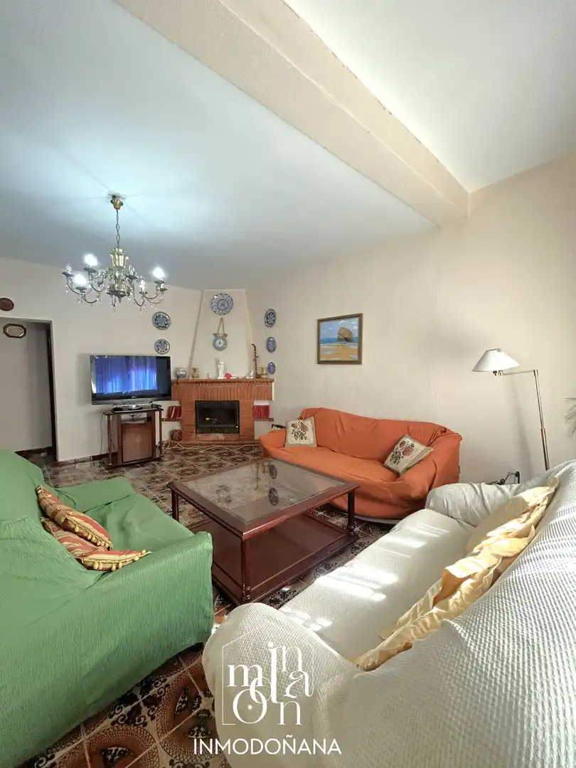 Sala d'estar de Casa o xalet en venda en Almonte amb Jardí privat, Terrassa i Moblat