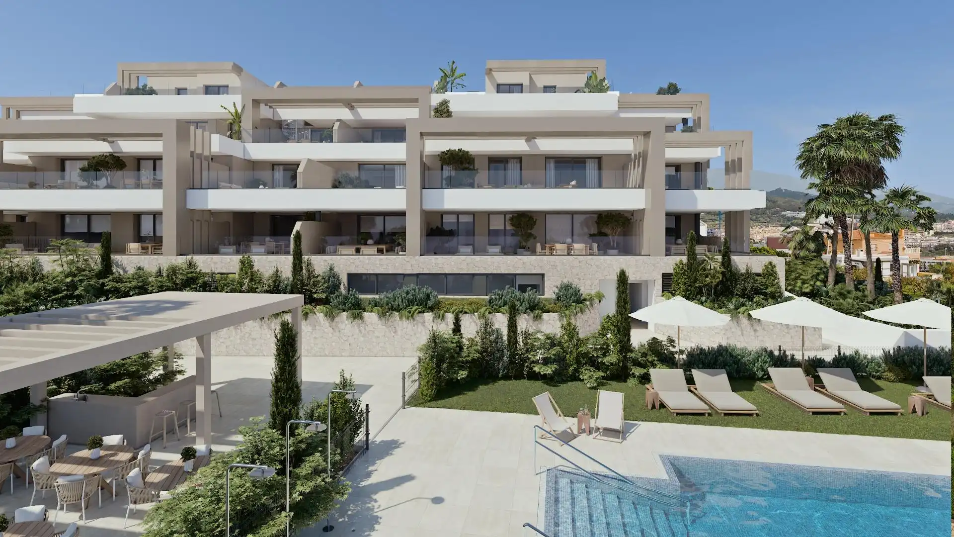 Vista exterior de Apartamento en venta en Estepona con Aire acondicionado, Jardín privado y Terraza