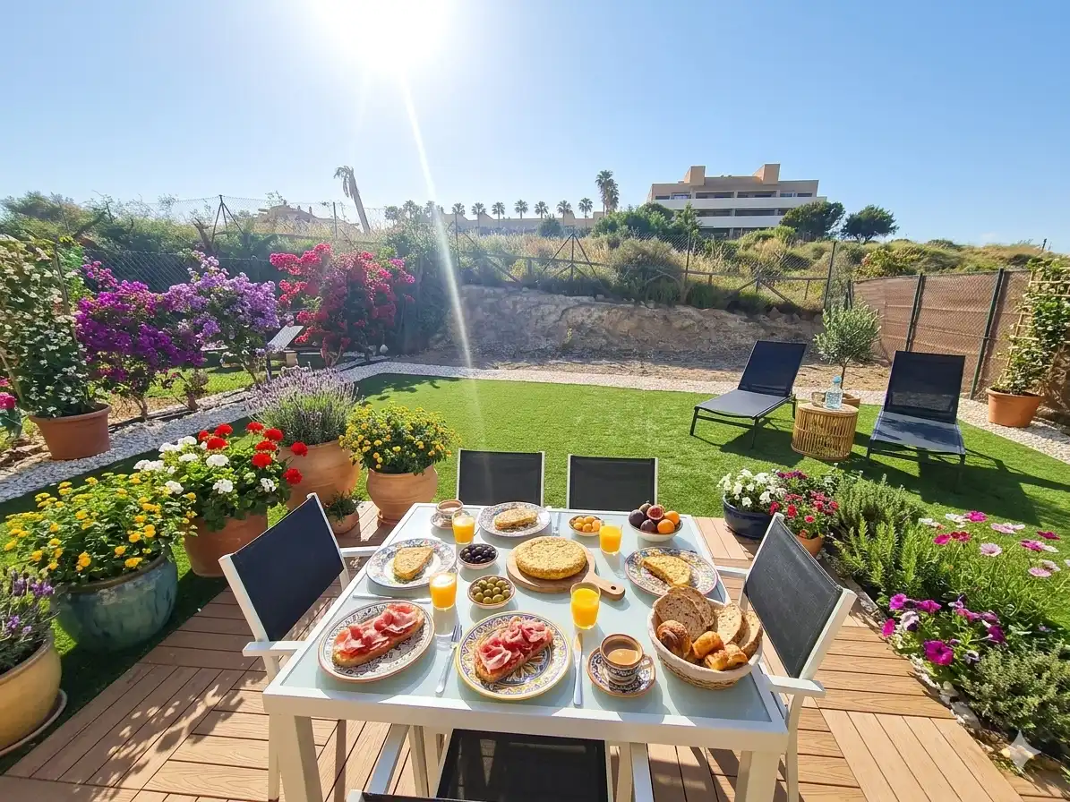 Terrasse von Erdgeschoss zum Verkauf in Vera mit Klimaanlage, Heizung und Privatgarten