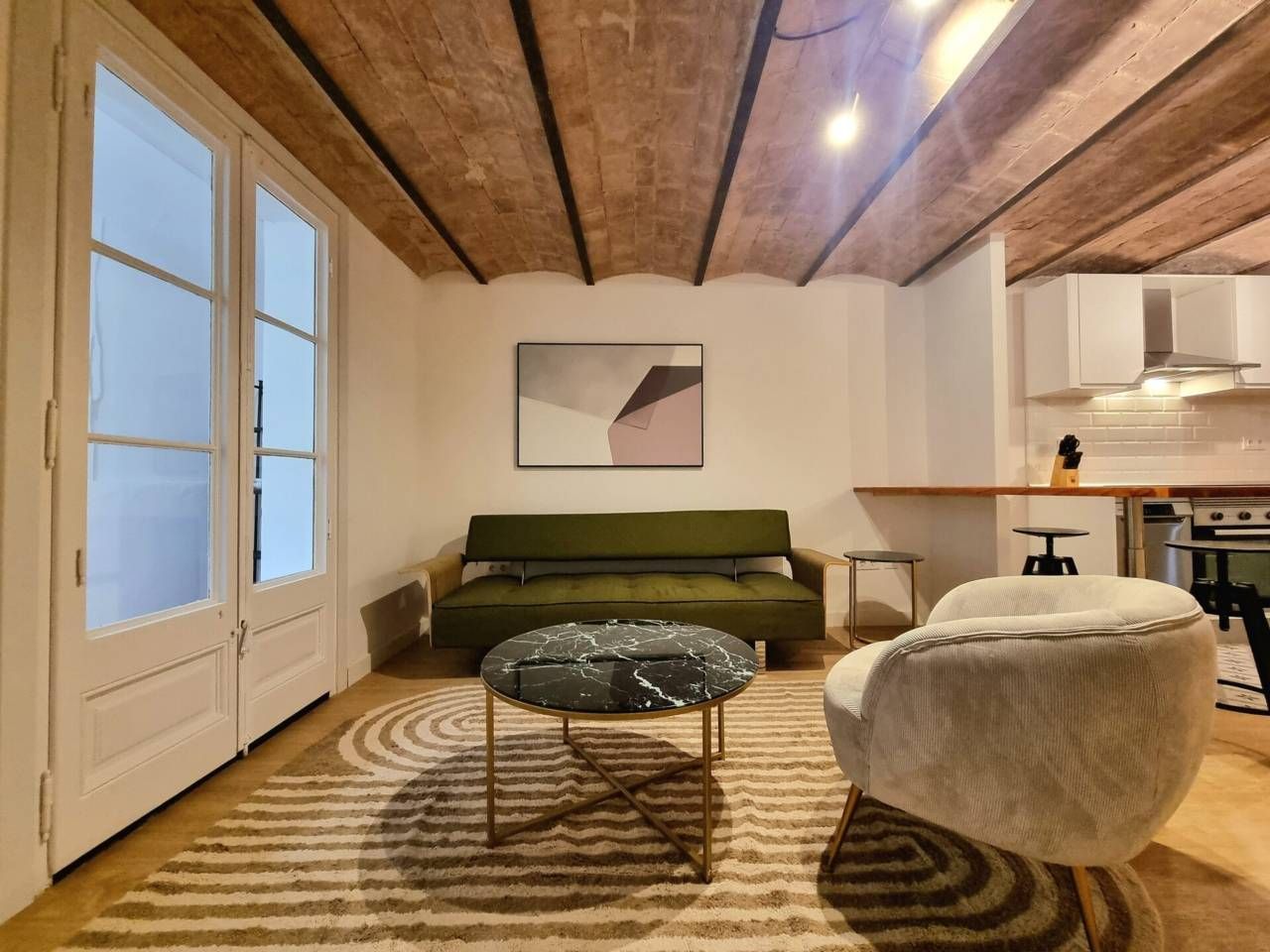 Living room of Flat to rent in  Barcelona Capital  with Air Conditioner, Parquet flooring and Furnished