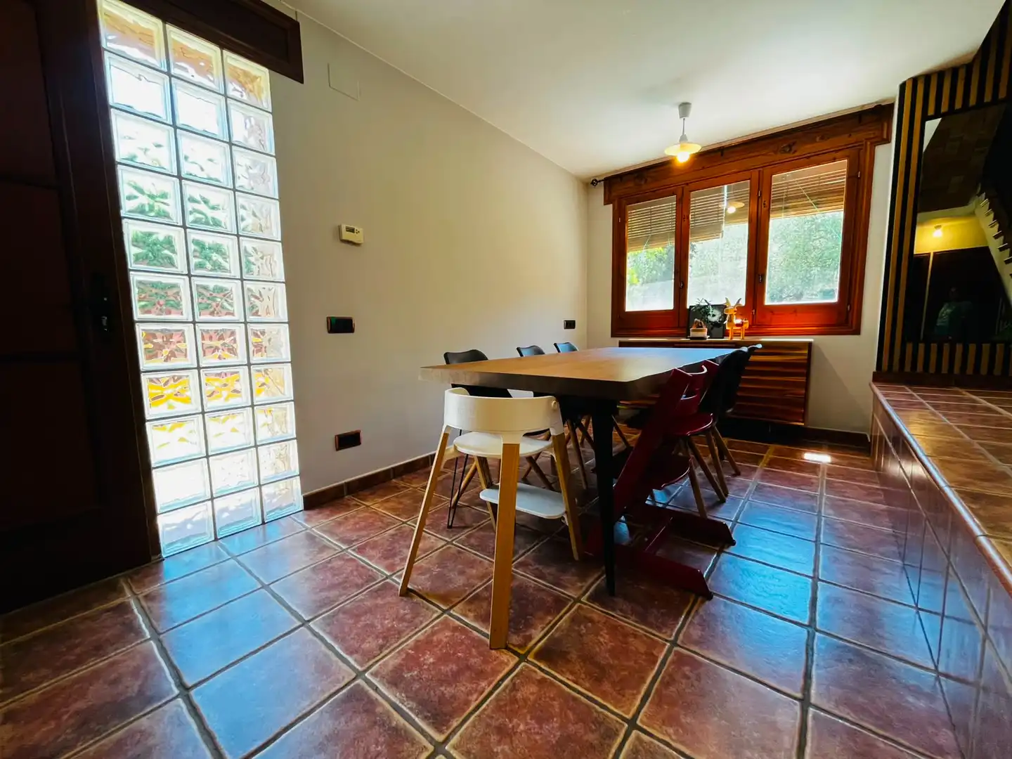 Dining room of Houses for rent in Sant Martí de Llémena  with Air Conditioner, Heating and Private garden
