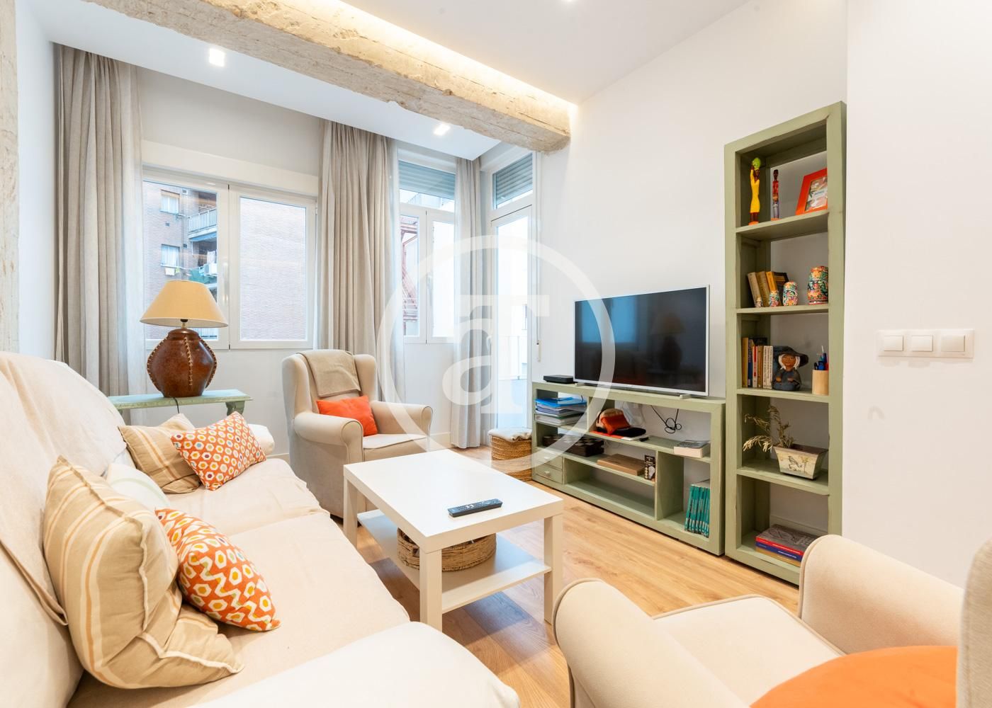 Living room of Flat to rent in  Madrid Capital  with Air Conditioner, Heating and Furnished