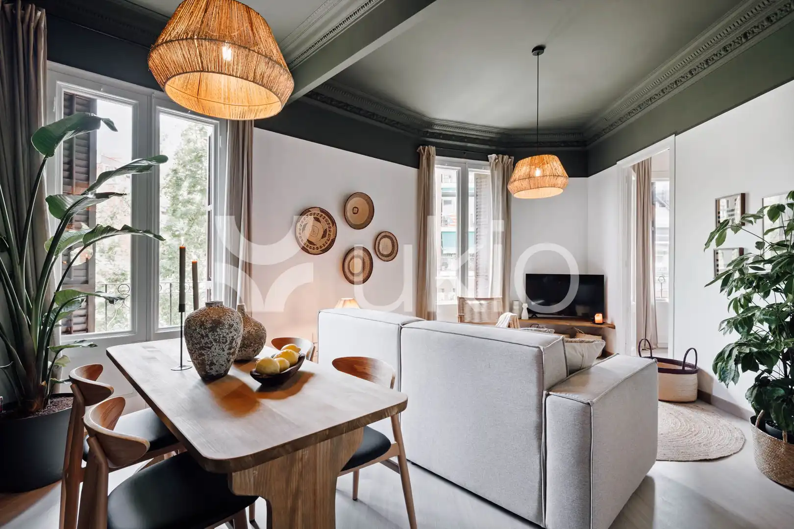 Sala d'estar de Apartament de lloguer en Barcelona amb Aire condicionat, Moblat i Forn