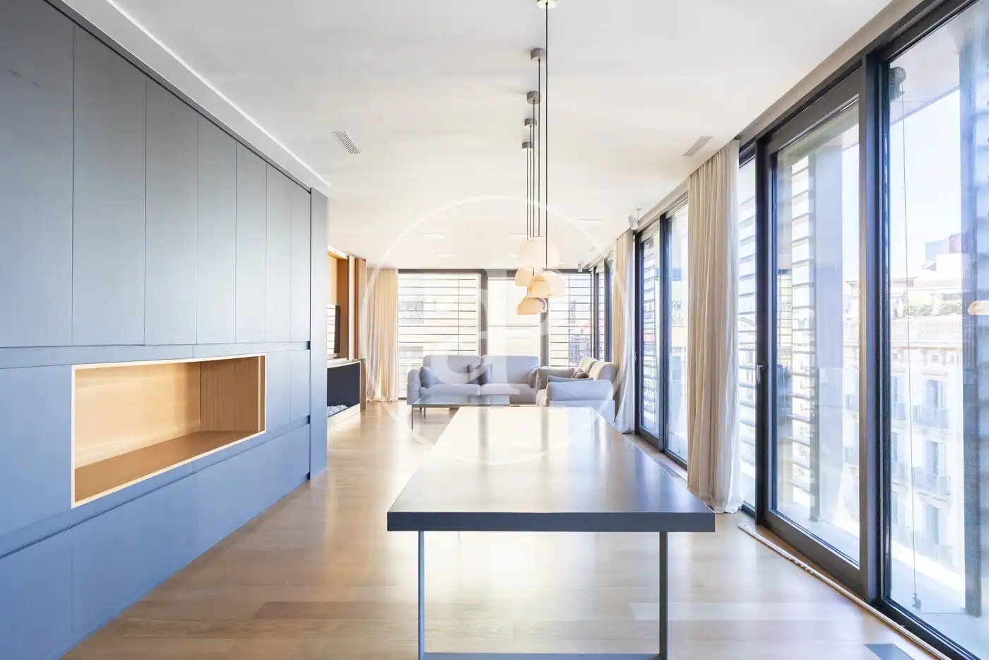 Living room of Flat for rent in Barcelona  with Air Conditioner, Heating and Private garden