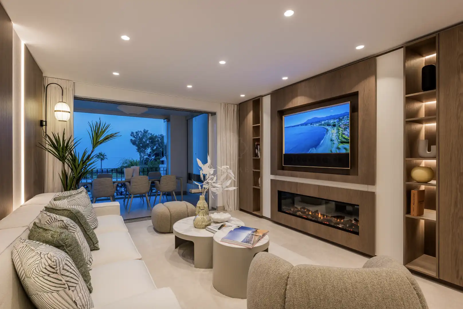 Sala de estar de Apartamento en venta en Estepona con Aire acondicionado, Terraza y Piscina