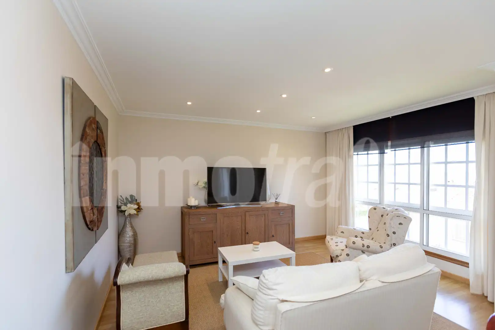 Sala d'estar de Casa adosada de lloguer en Sanxenxo amb Jardí privat, Terrassa i Moblat