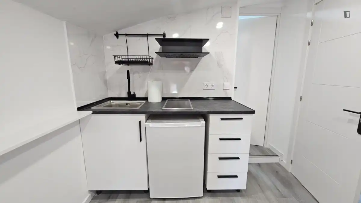 Cocina de Estudio de alquiler en Madrid con Aire acondicionado, Calefacción y Amueblado