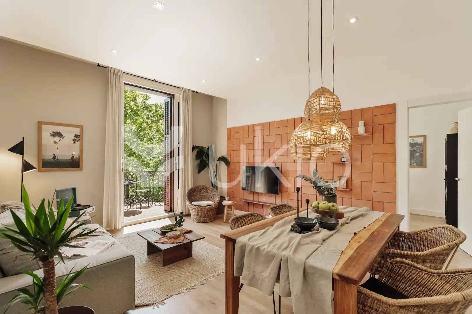 Sala de estar de Apartamento de alquiler en Barcelona con Aire acondicionado, Amueblado y Horno