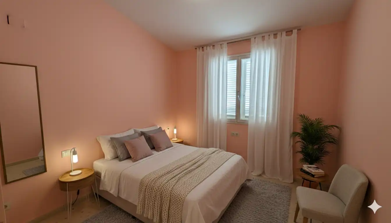 Schlafzimmer von Einfamilien-Reihenhaus zum Verkauf in Rocafort mit Klimaanlage, Heizung und Privatgarten
