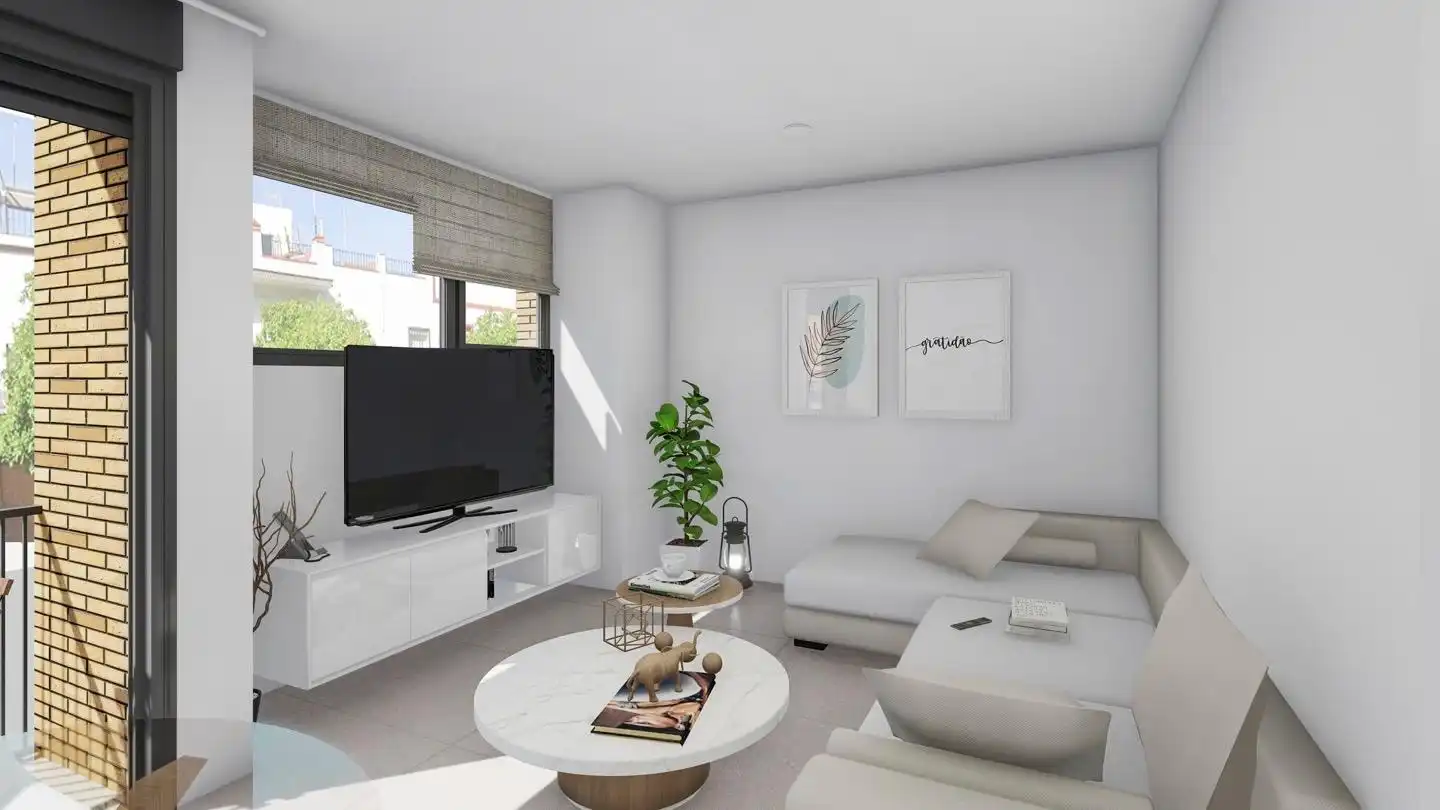 Living room of Flat for sale in Sevilla  with Air Conditioner, Heating and Balcony
