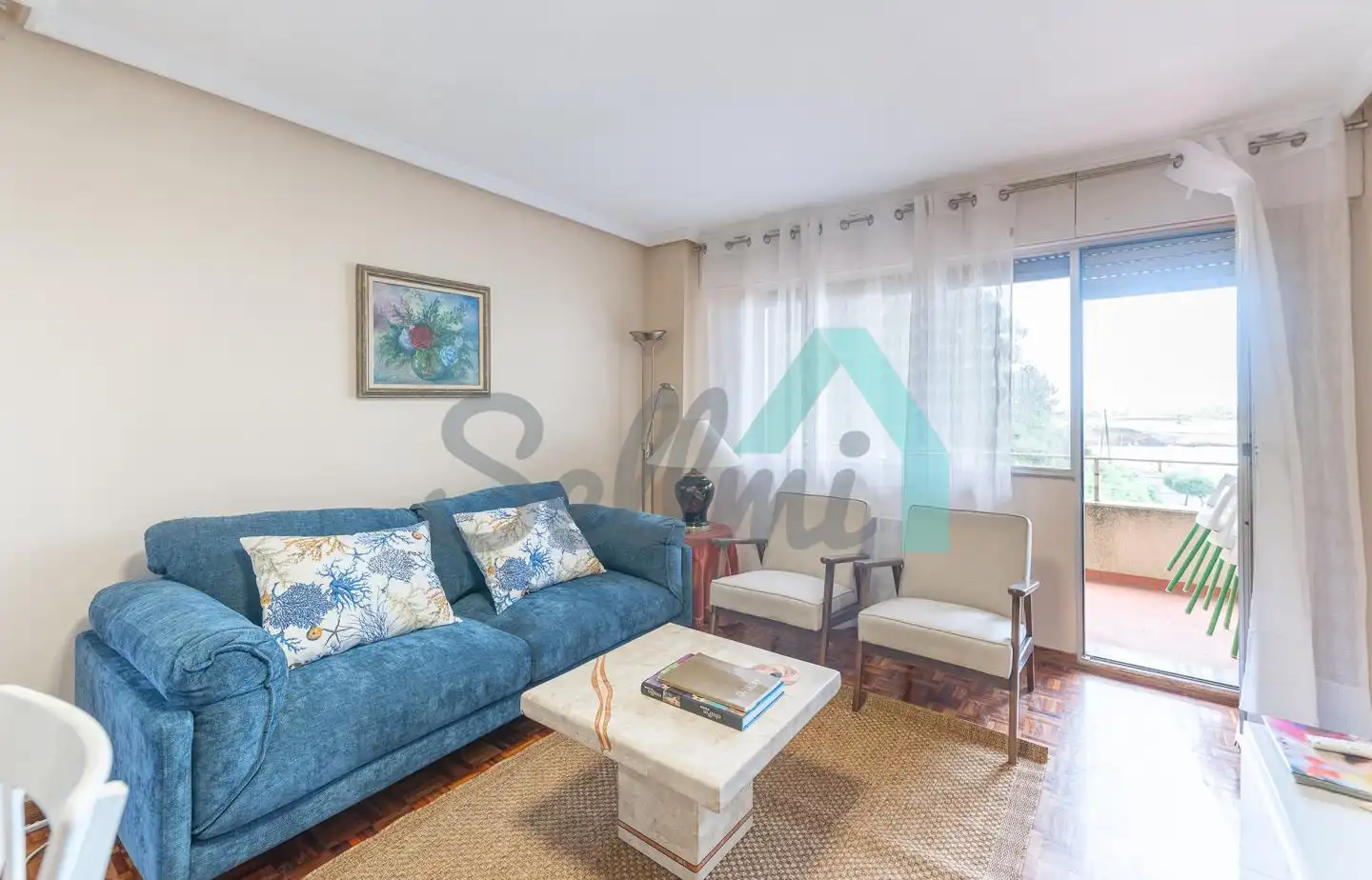 Wohnzimmer von Wohnung zur Miete in Castrillón mit Heizung, Parkett und Terrasse