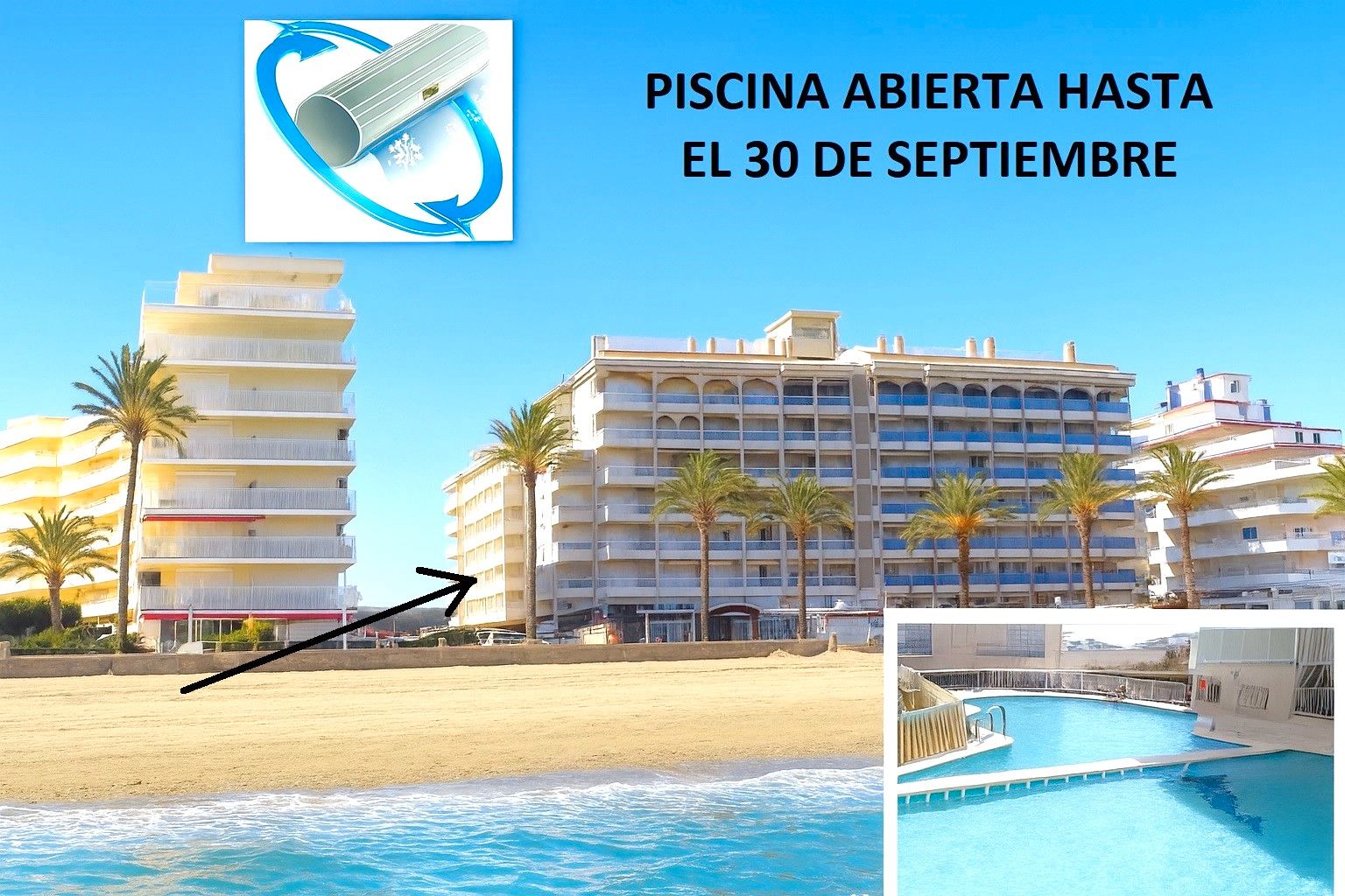 Swimming pool of Apartment to rent in Peñíscola / Peníscola  with Air Conditioner, Heating and Terrace