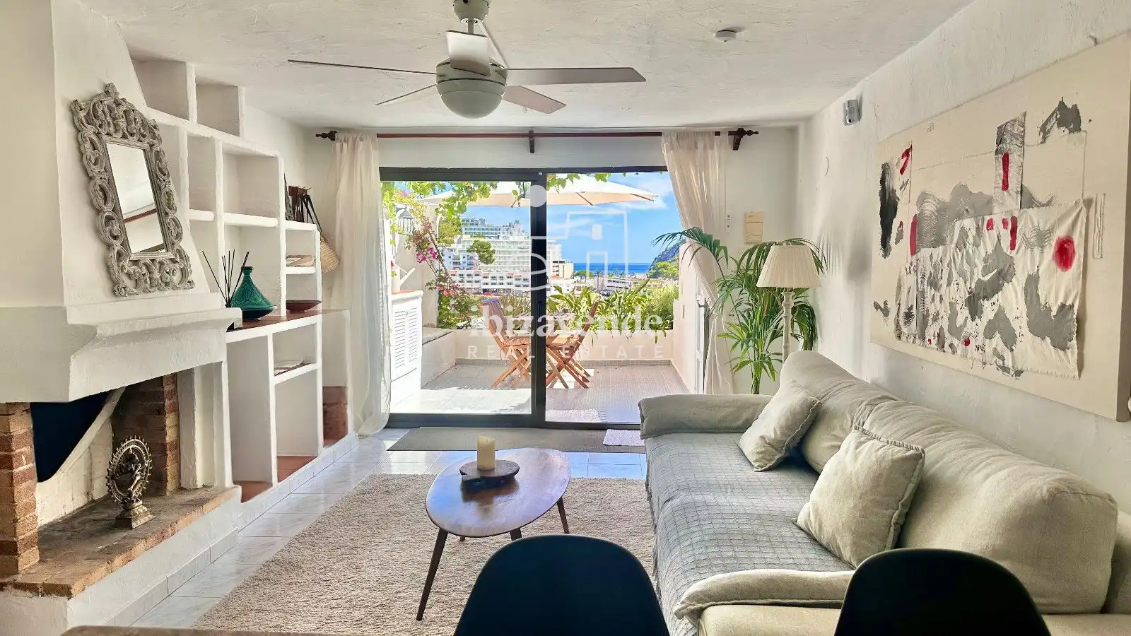 Living room of Duplexes for rent in Santa Eulària des Riu  with Air Conditioner, Terrace and Swimming Pool