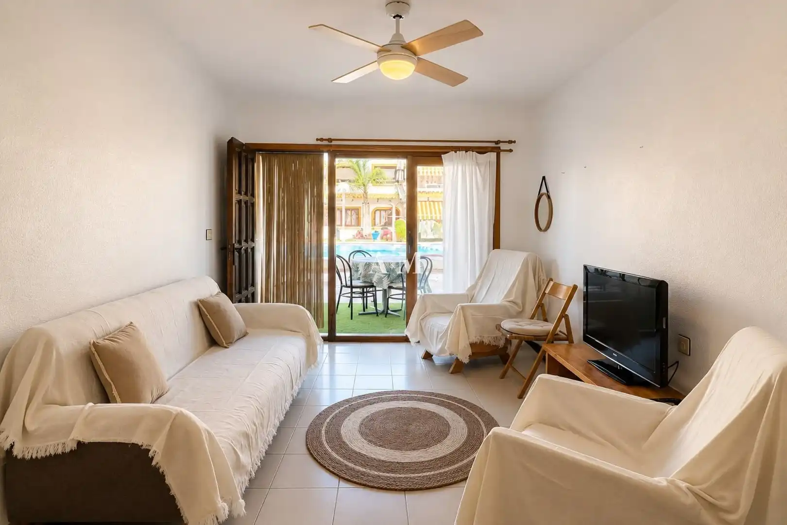 Wohnzimmer von Wohnung zur Miete in Pilar de la Horadada mit Klimaanlage, Heizung und Terrasse