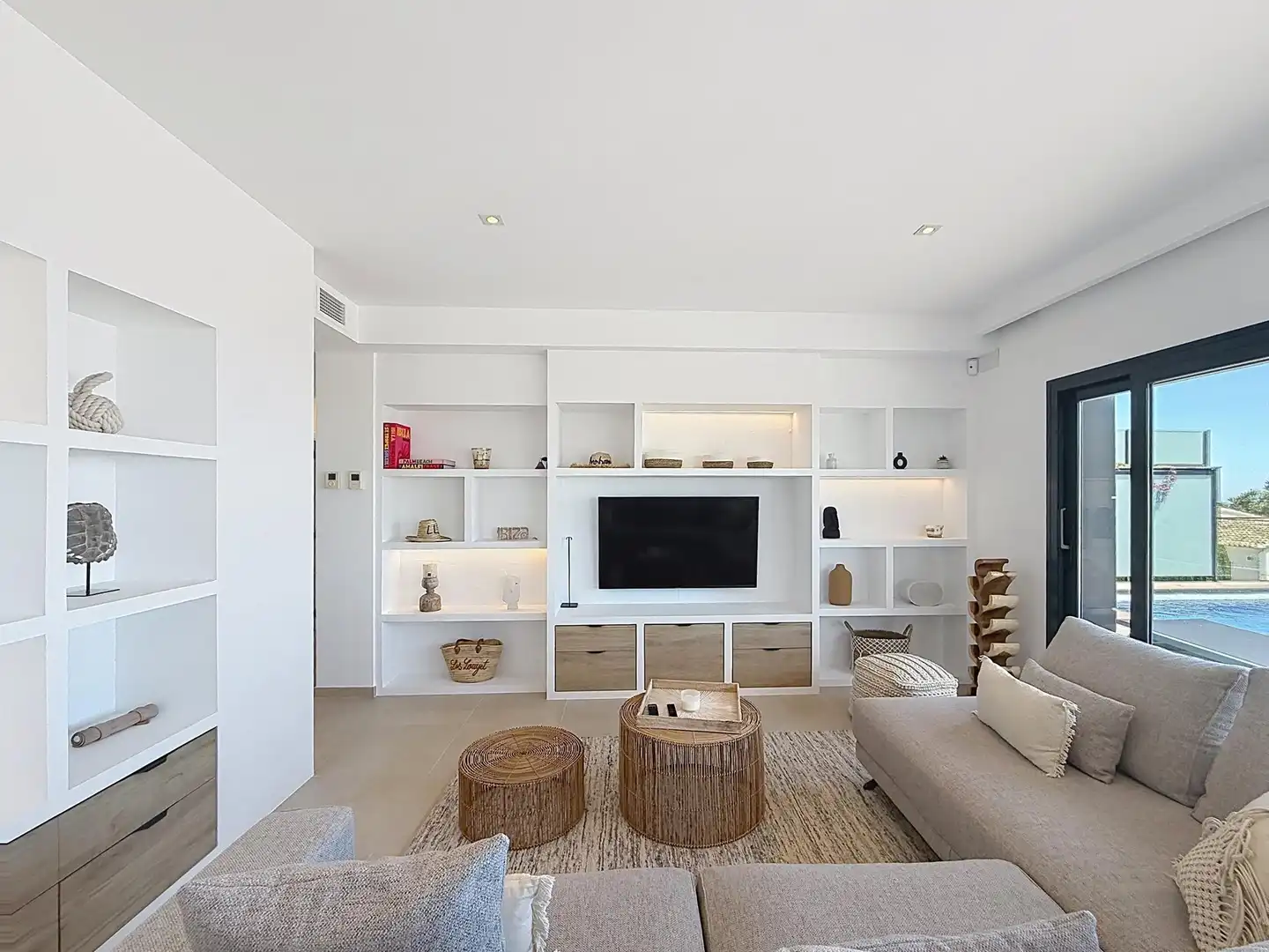 Sala de estar de Casa o chalet en venta en Benitachell / El Poble Nou de Benitatxell con Aire acondicionado, Calefacción y Jardín privado