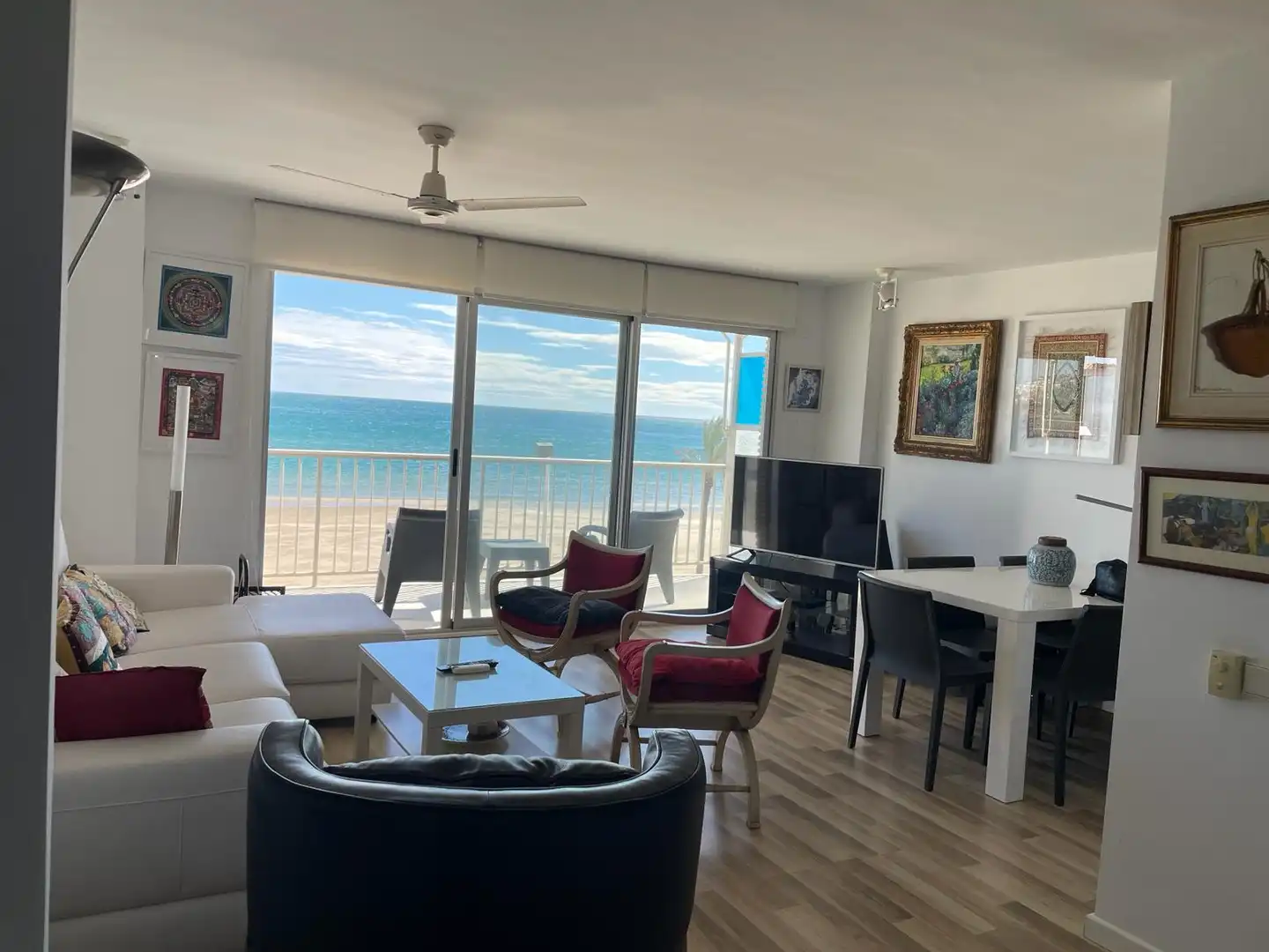 Sala de estar de Apartamento de alquiler en Cullera con Parquet, Terraza y Amueblado