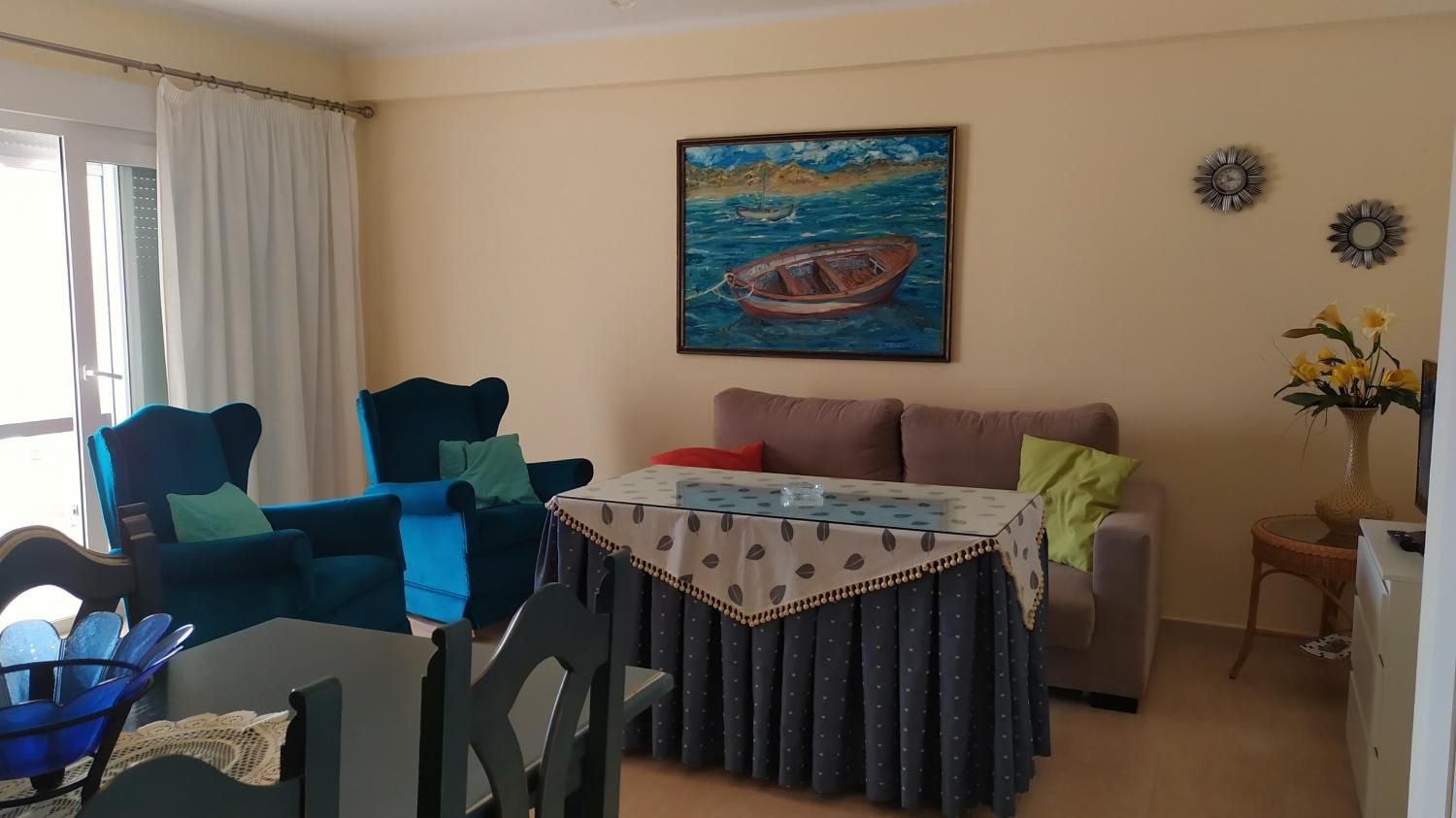 Living room of Flat to rent in El Portil  with Terrace, Swimming Pool and Furnished