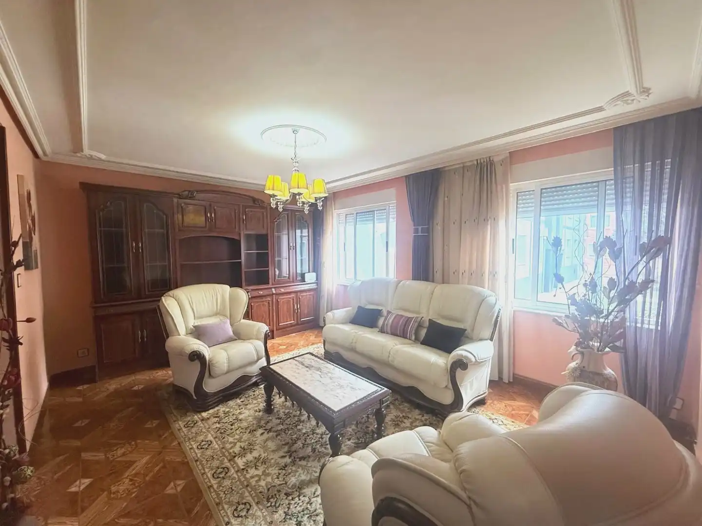 Living room of Flat for sale in Avilés  with Private garden, Parquet flooring and Furnished