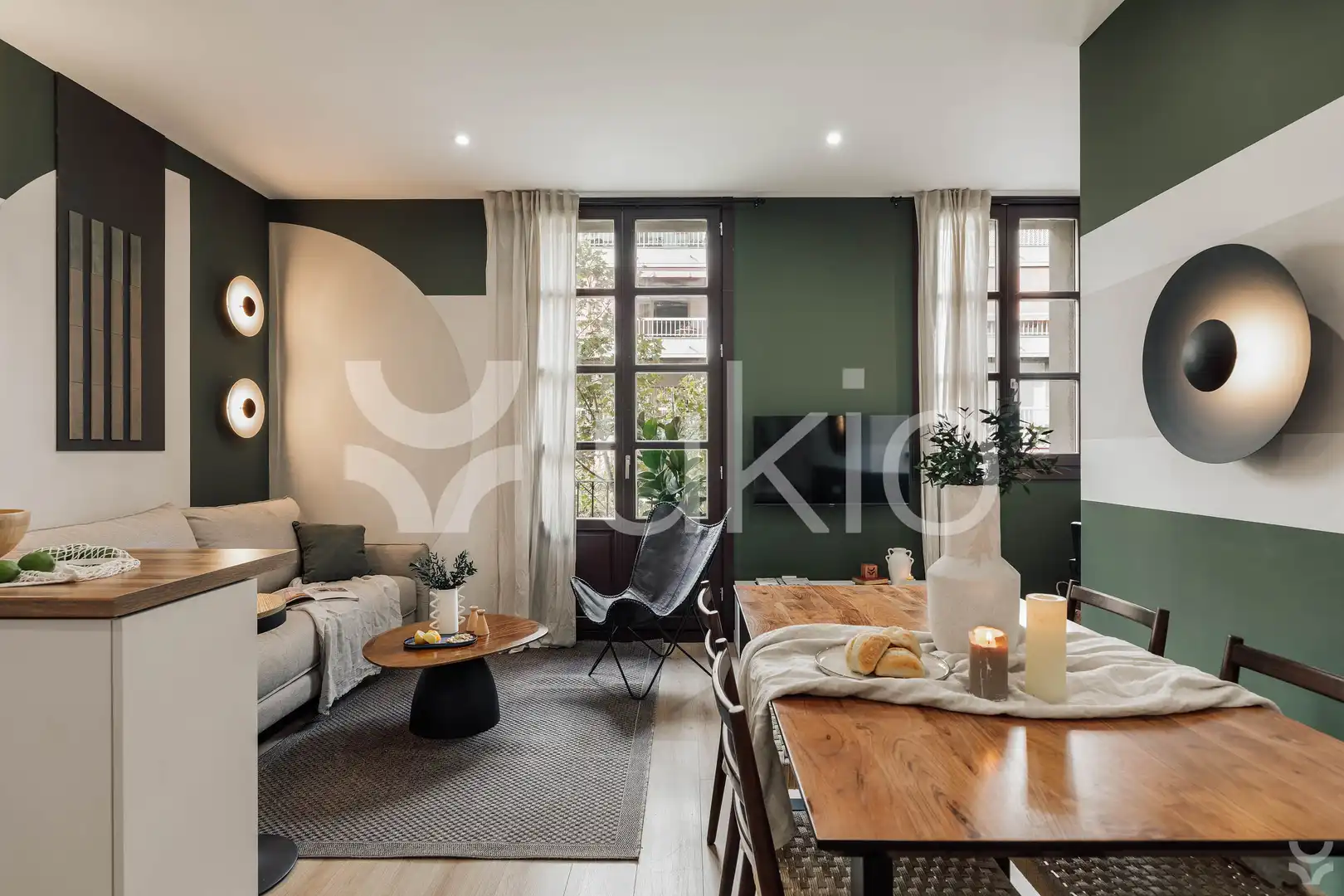 Sala de estar de Apartamento de alquiler en Barcelona con Aire acondicionado, Calefacción y Amueblado
