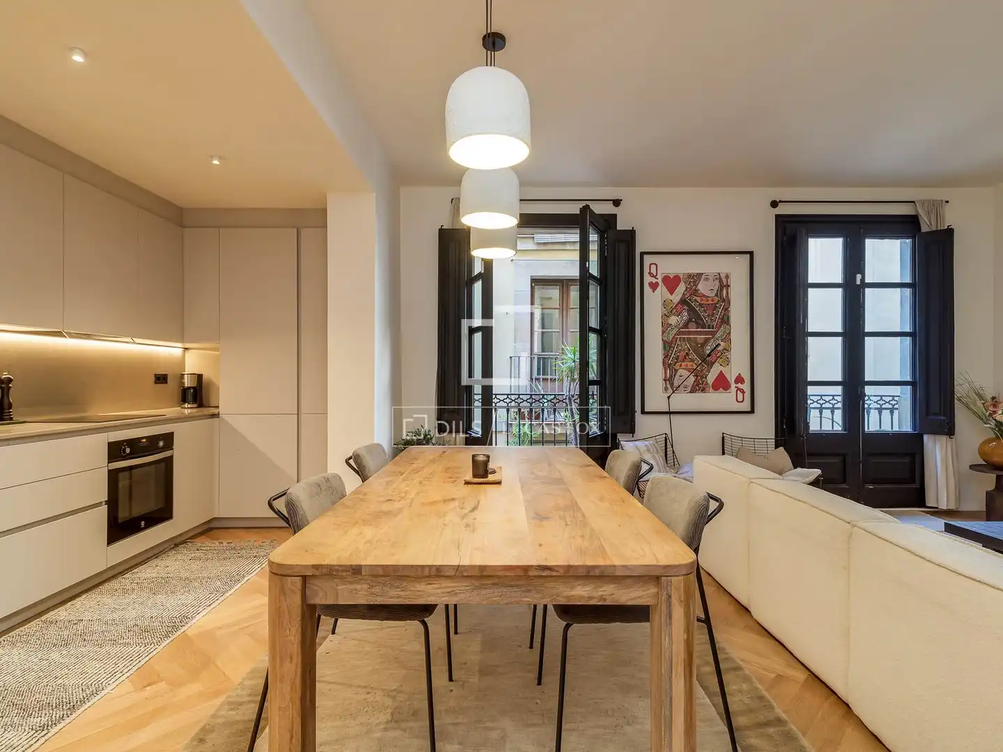 Esszimmer von Wohnung zum Verkauf in Barcelona mit Klimaanlage, Heizung und Parkett