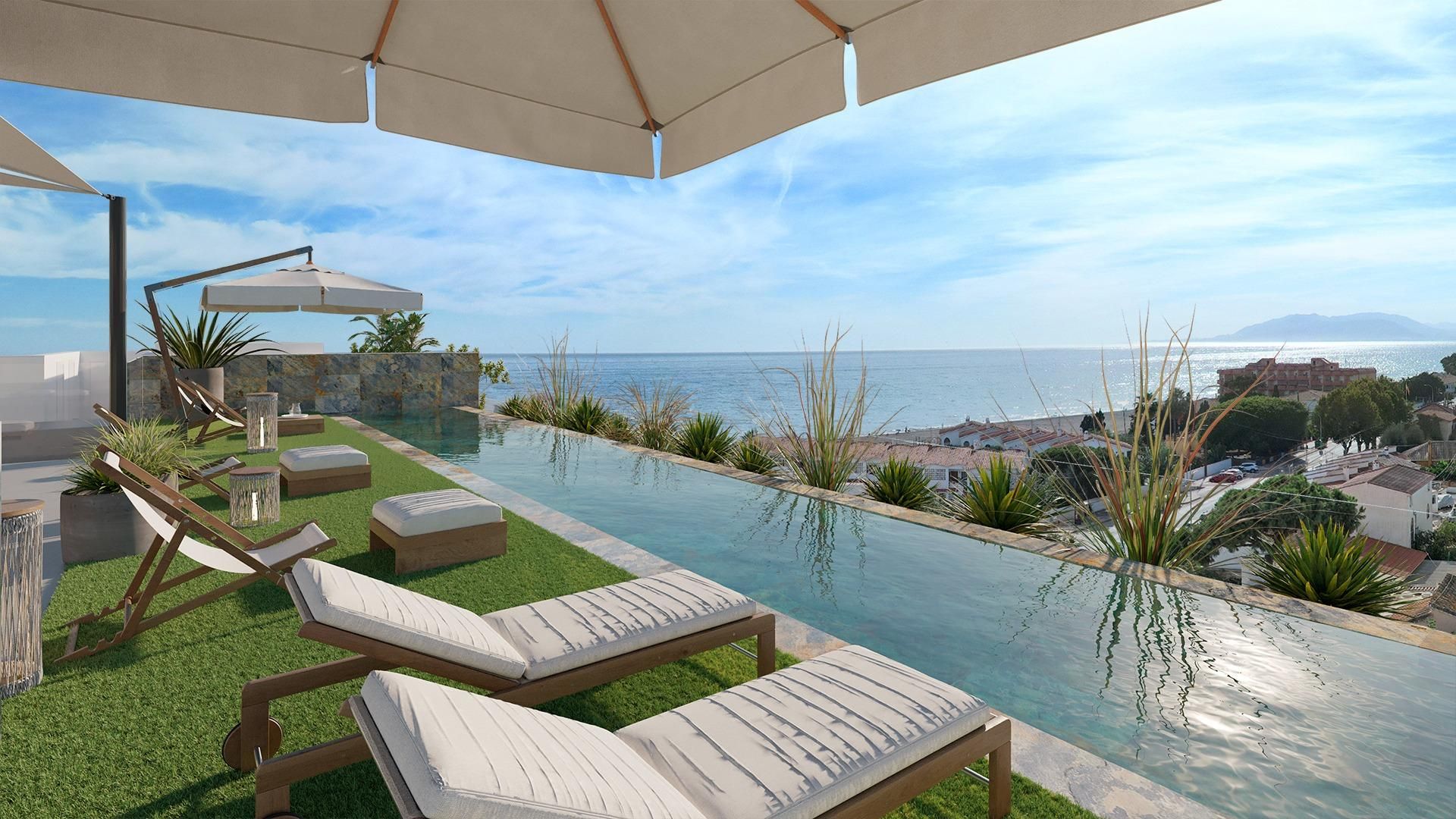 Swimming pool of Planta baja for sale in Rincón de la Victoria  with Air Conditioner, Heating and Storage room