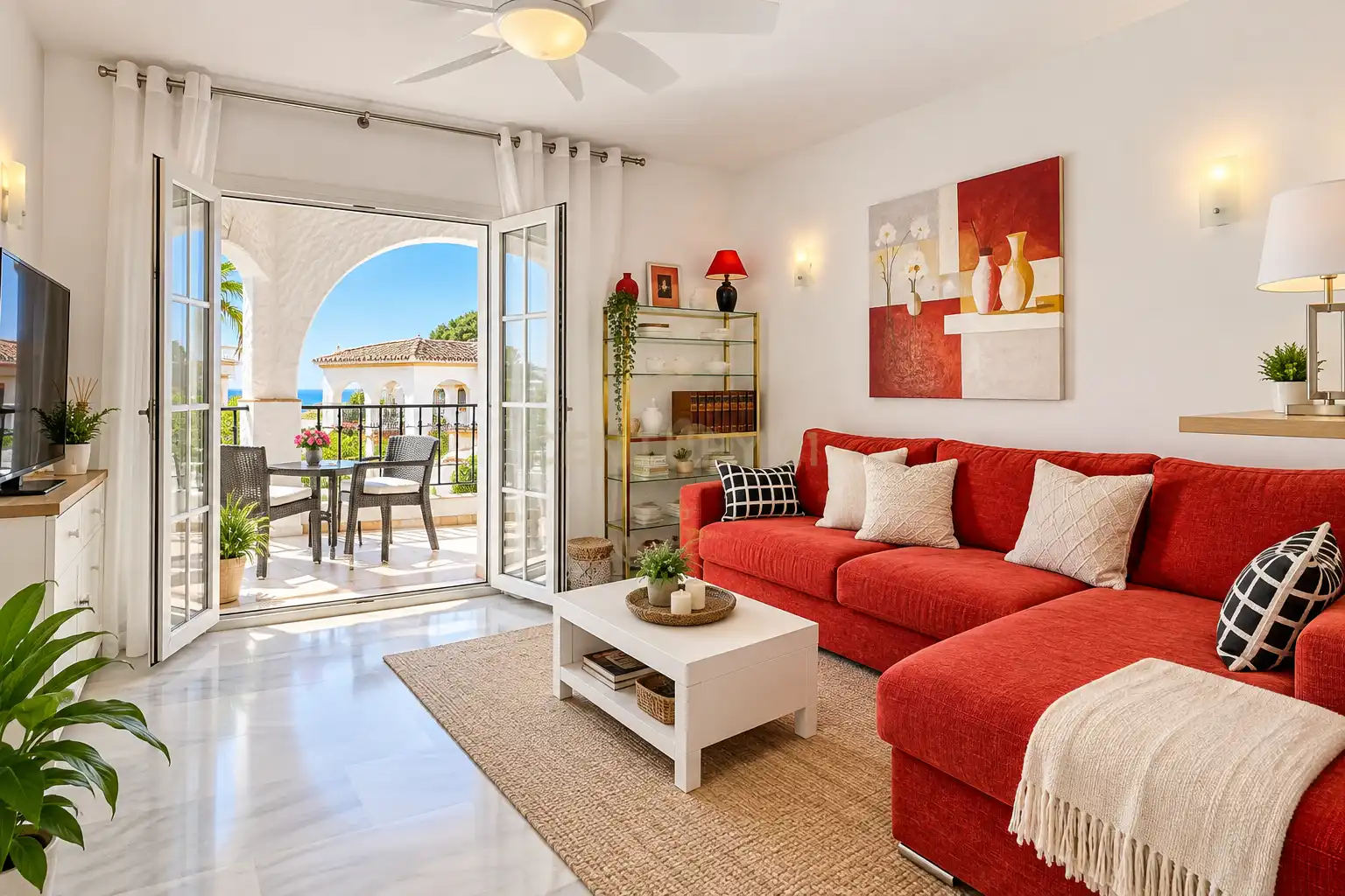Sala d'estar de Apartament en venda en Benalmádena amb Aire condicionat i Piscina