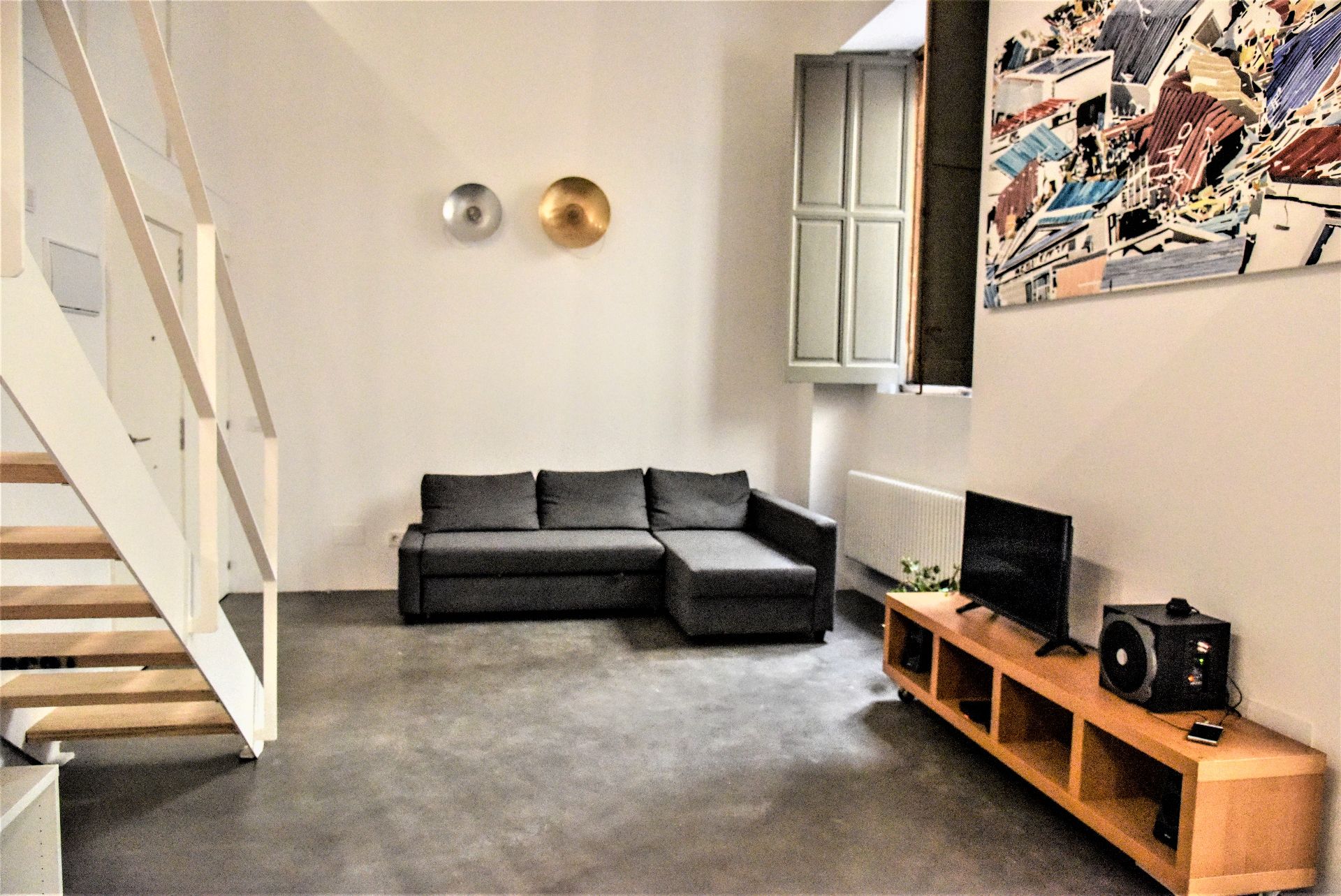 Sala de estar de Loft de alquiler en  Madrid Capital con Aire acondicionado, Calefacción y Parquet