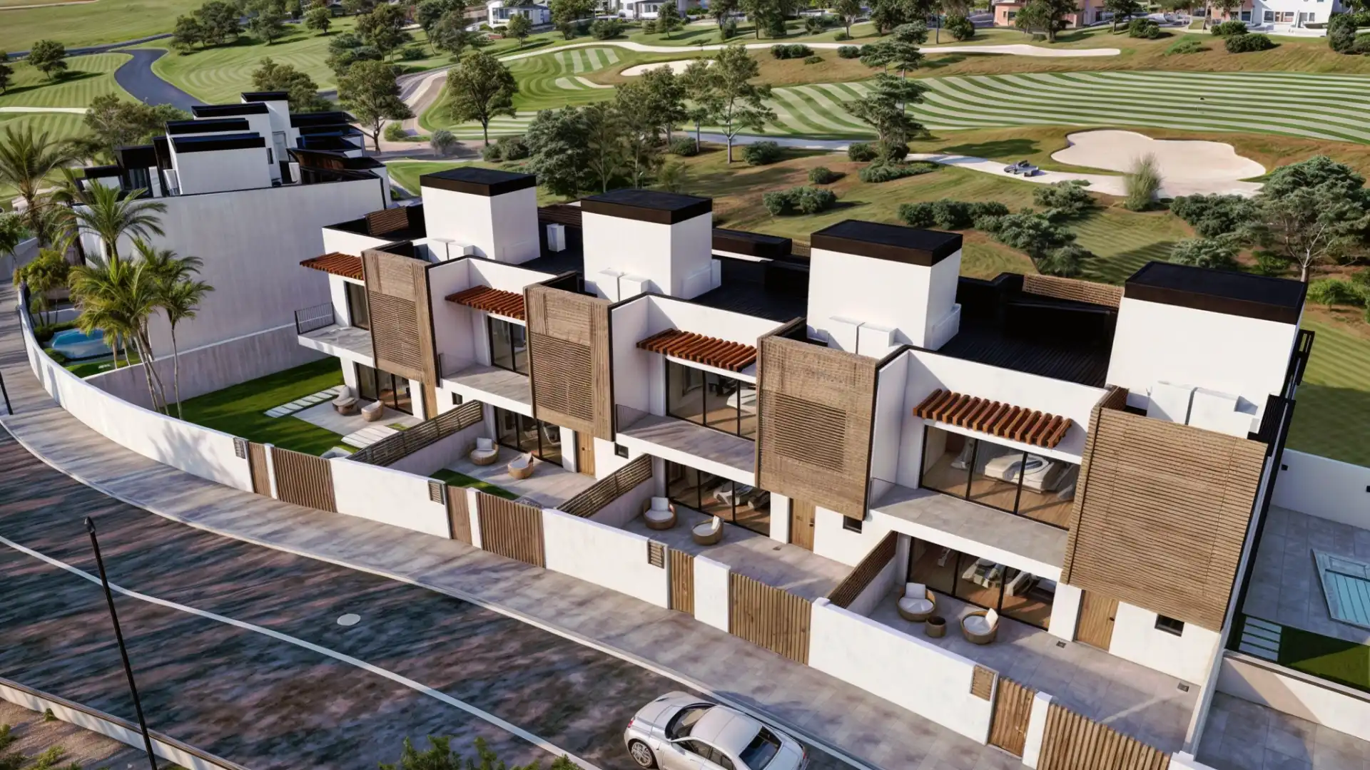Vista exterior de Casa adosada en venta en Estepona con Aire acondicionado, Jardín privado y Terraza