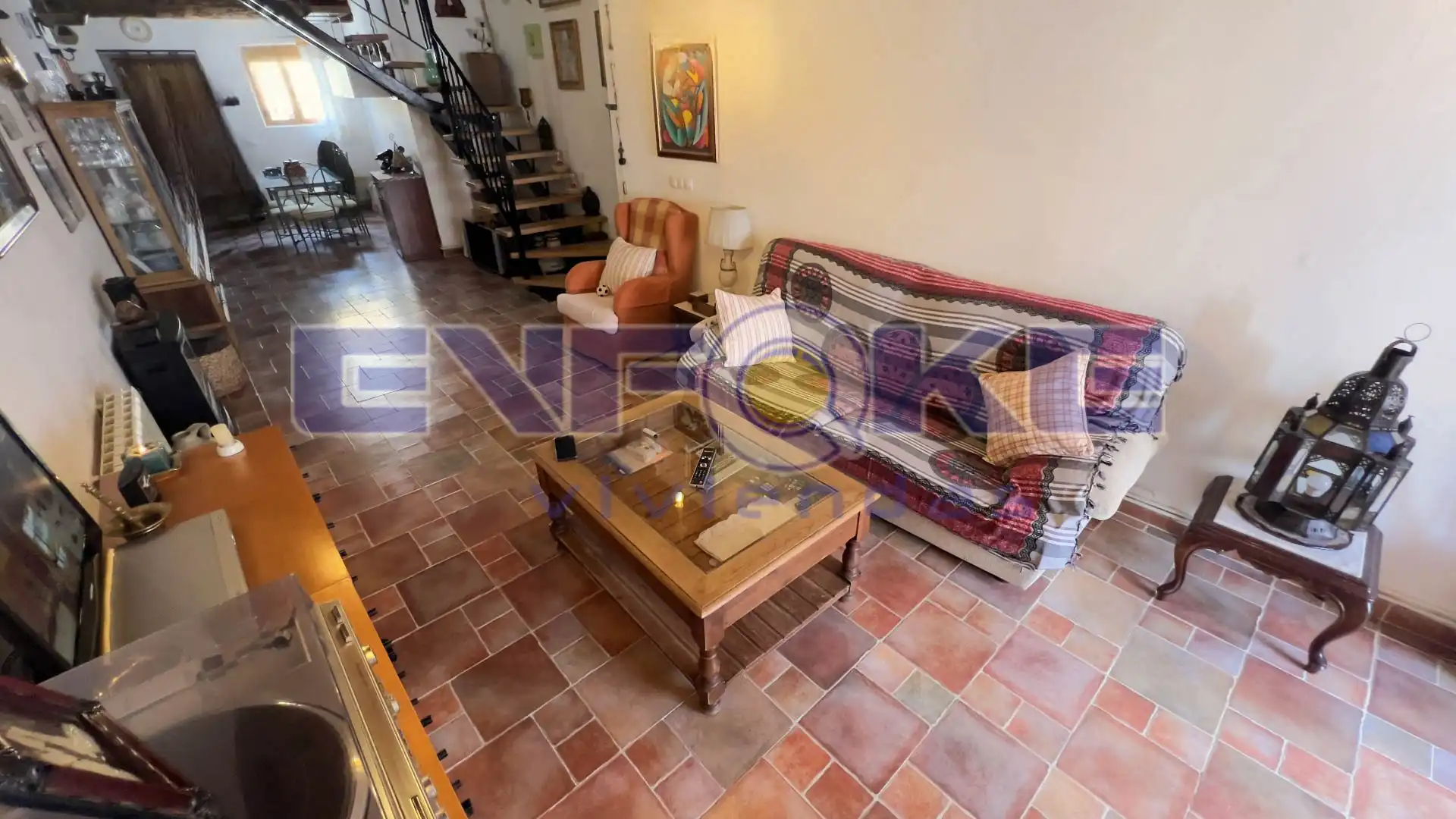Wohnzimmer von Einfamilien-Reihenhaus zum Verkauf in Moratilla de los Meleros mit Heizung, Parkett und Möbliert