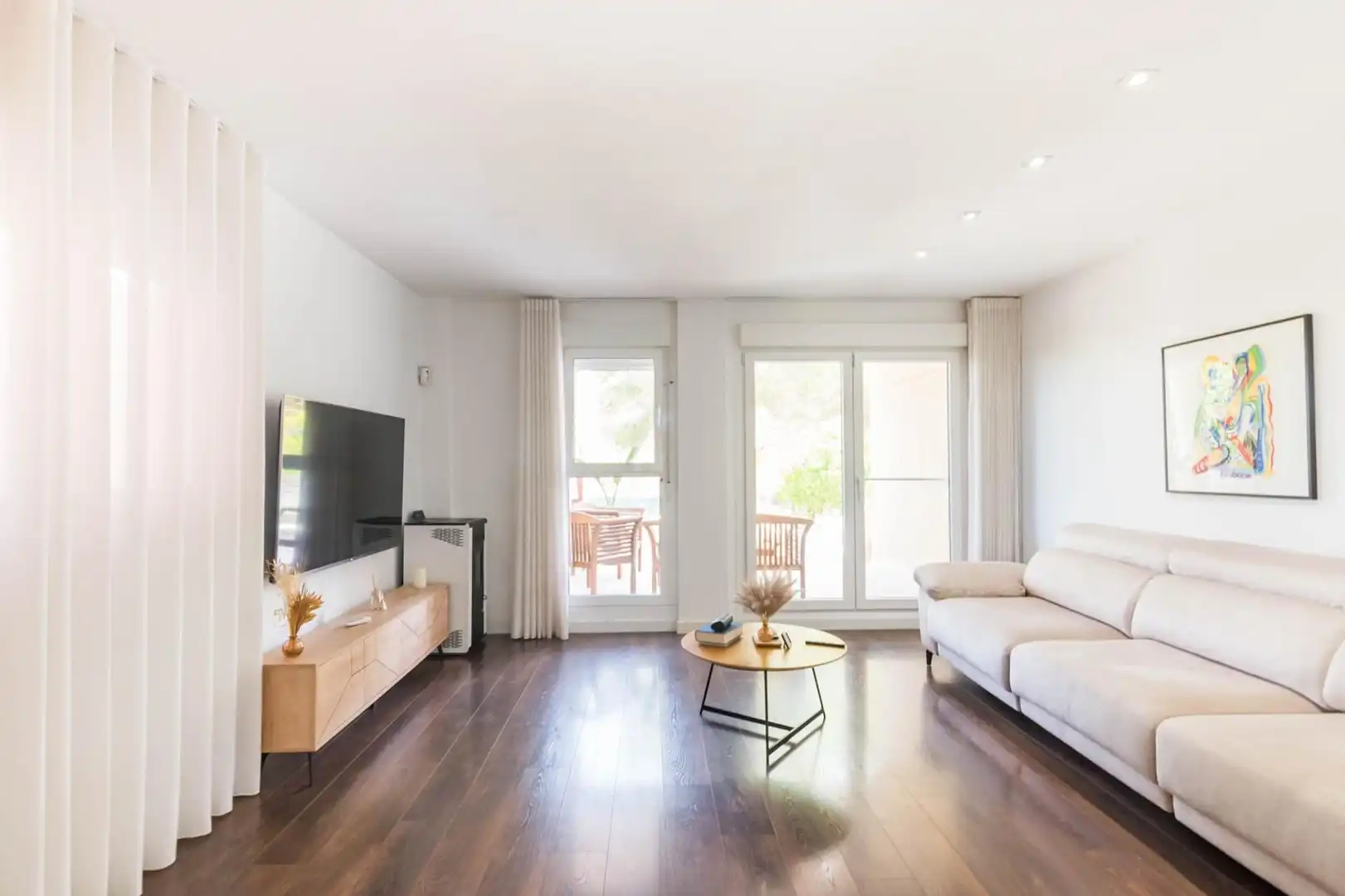 Sala d'estar de Pis en venda en Murcia amb Aire condicionat, Jardí privat i Terrassa