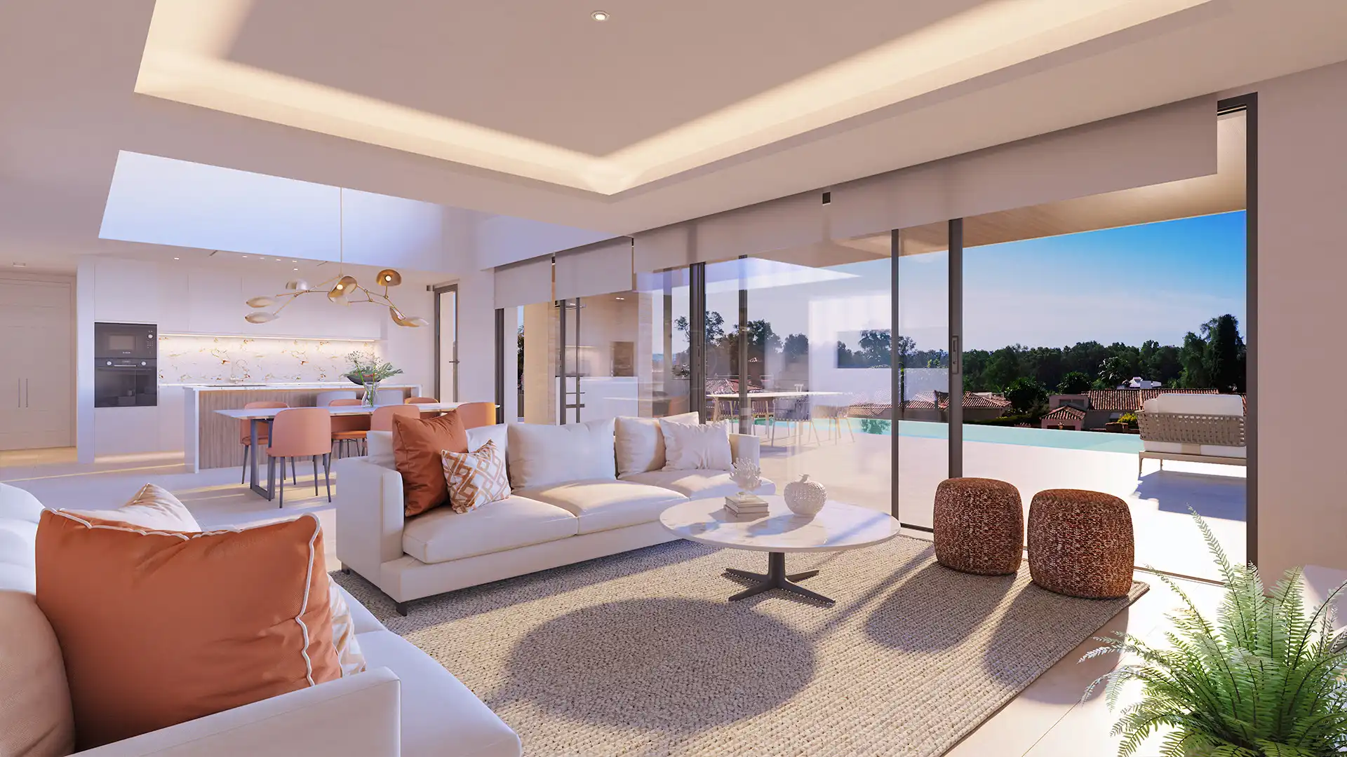Sala d'estar de Casa o xalet en venda en Estepona amb Aire condicionat, Jardí privat i Terrassa