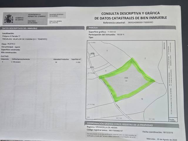 Terreno en Venta en Camino de Trevejos, 13 en Vilaflor de Chasna