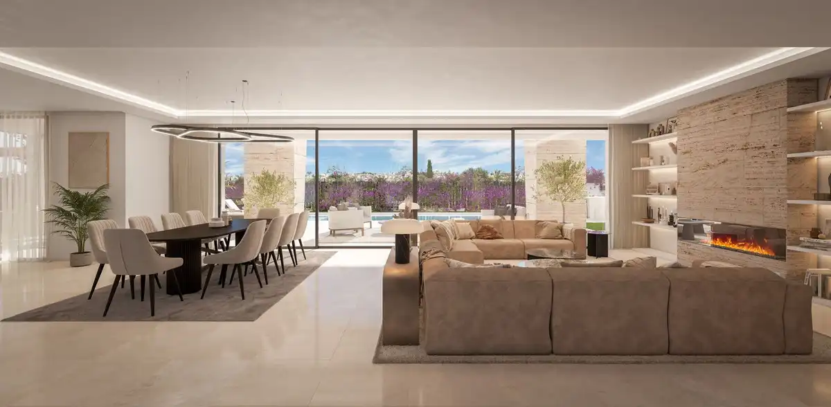 Living room of Houses for sale in Estepona  with Air Conditioner, Private garden and Terrace