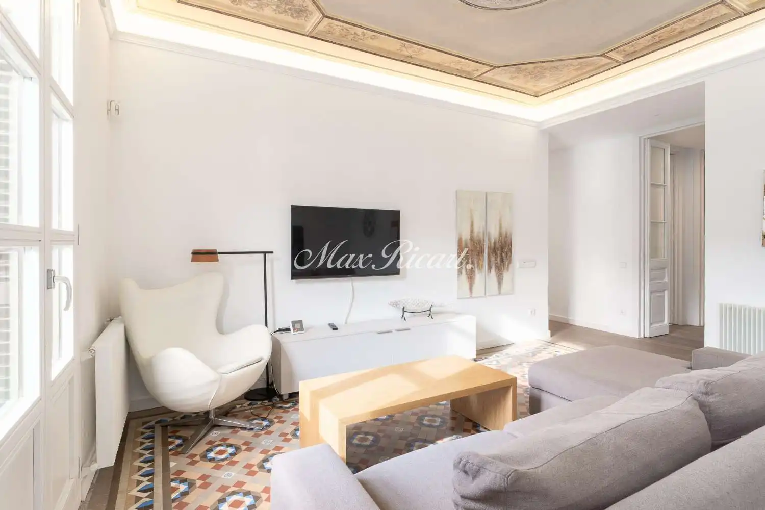 Wohnzimmer von Wohnung zur Miete in Barcelona mit Klimaanlage, Heizung und Terrasse